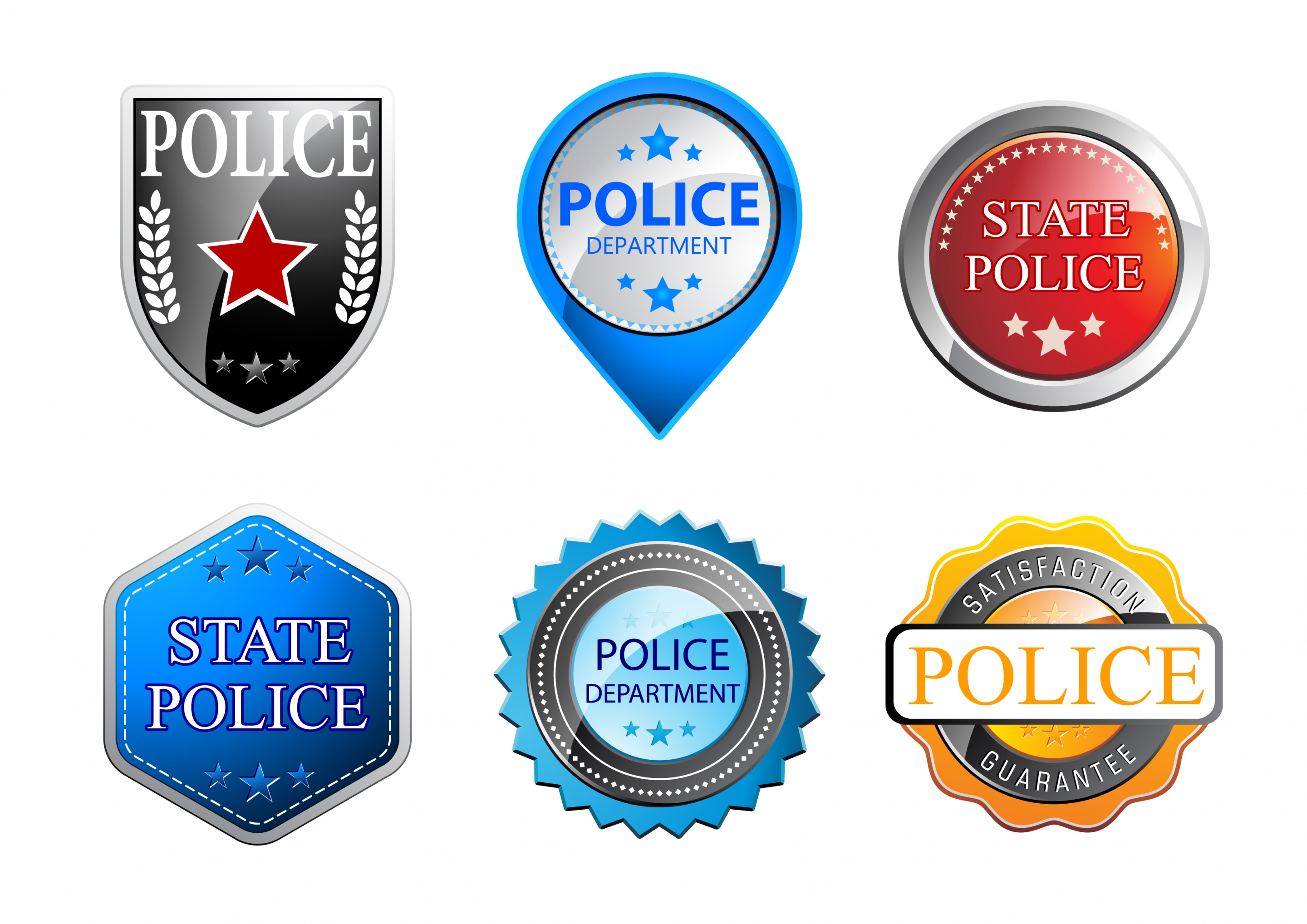 police medal collection various shiny colored shapes