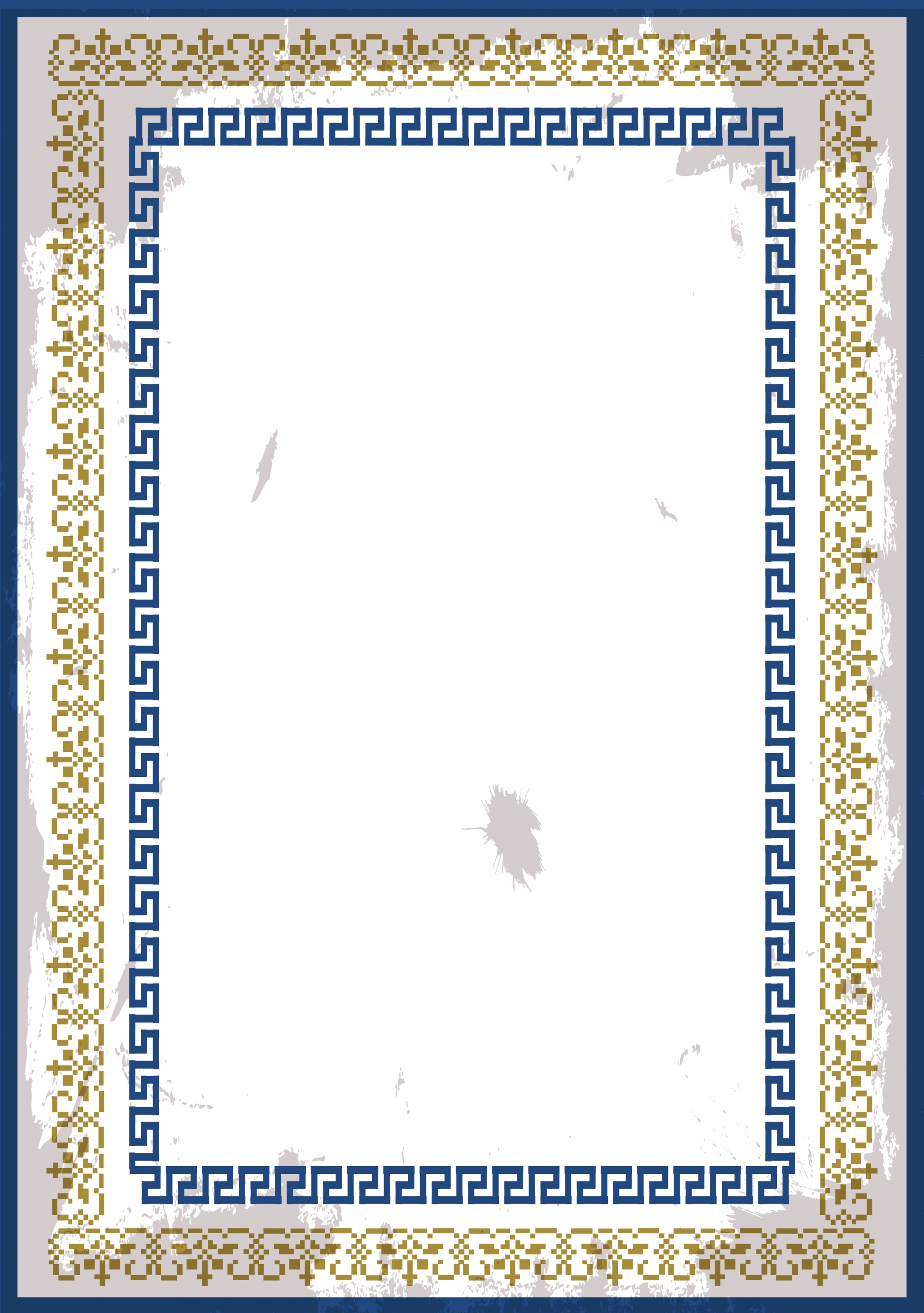 document border template seamless yellow blue design classical style