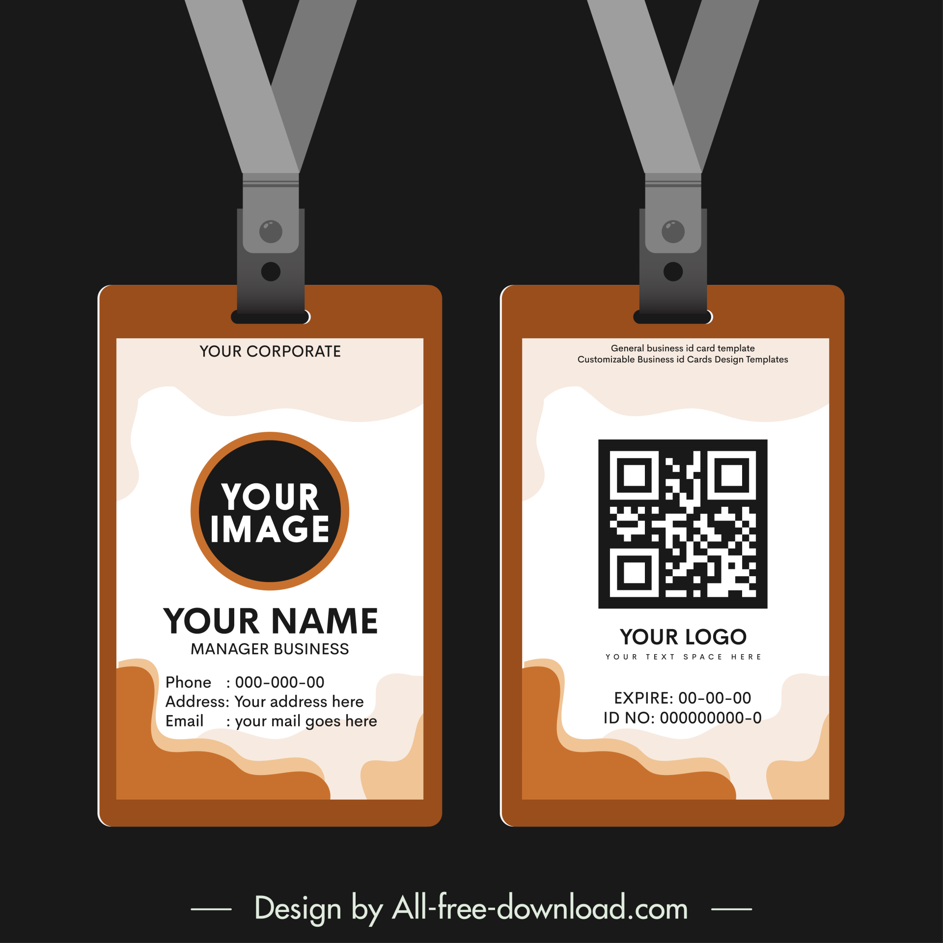 id card template flat curves decor