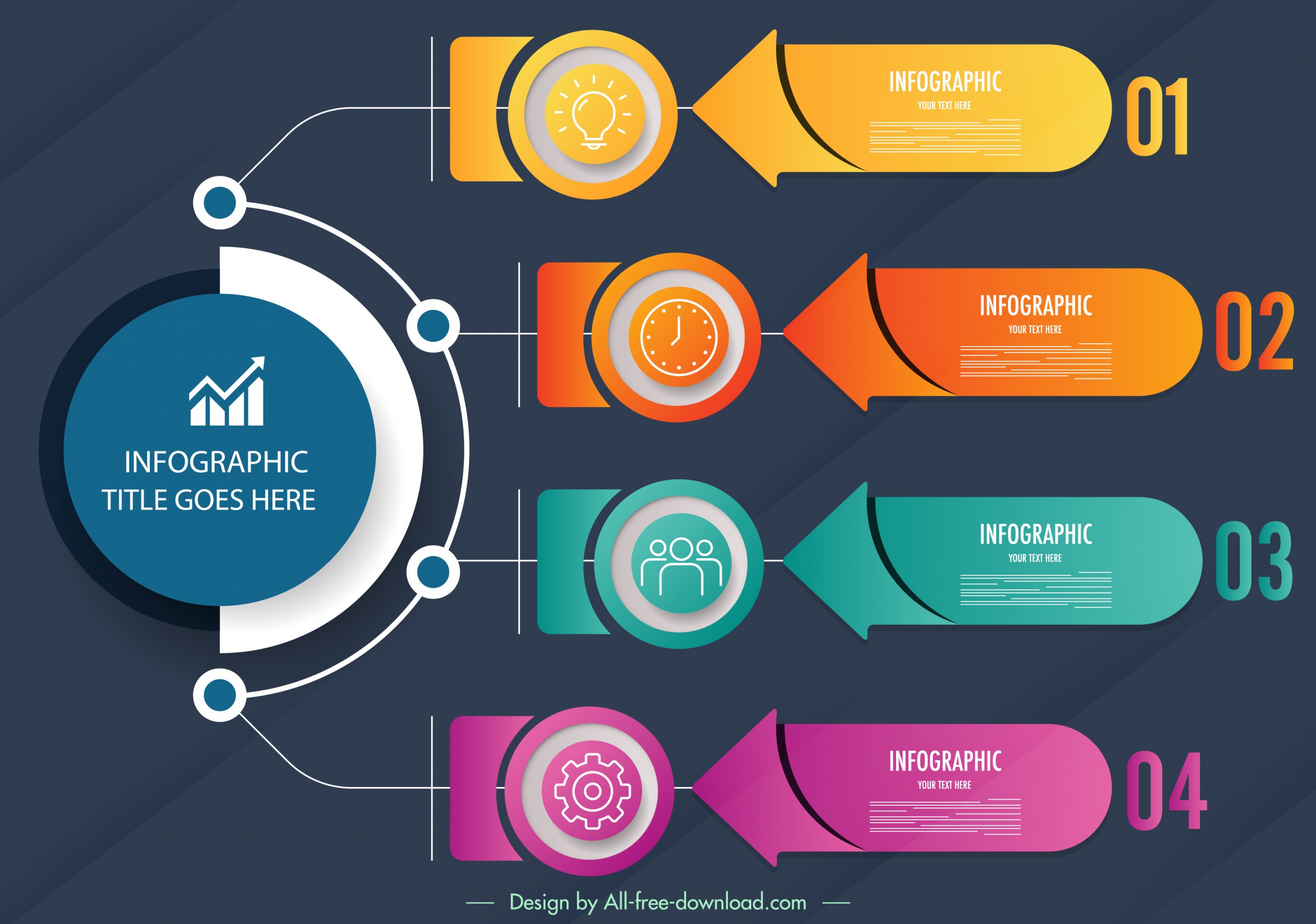 infographic template modern colorful circles horizontal tabs decor