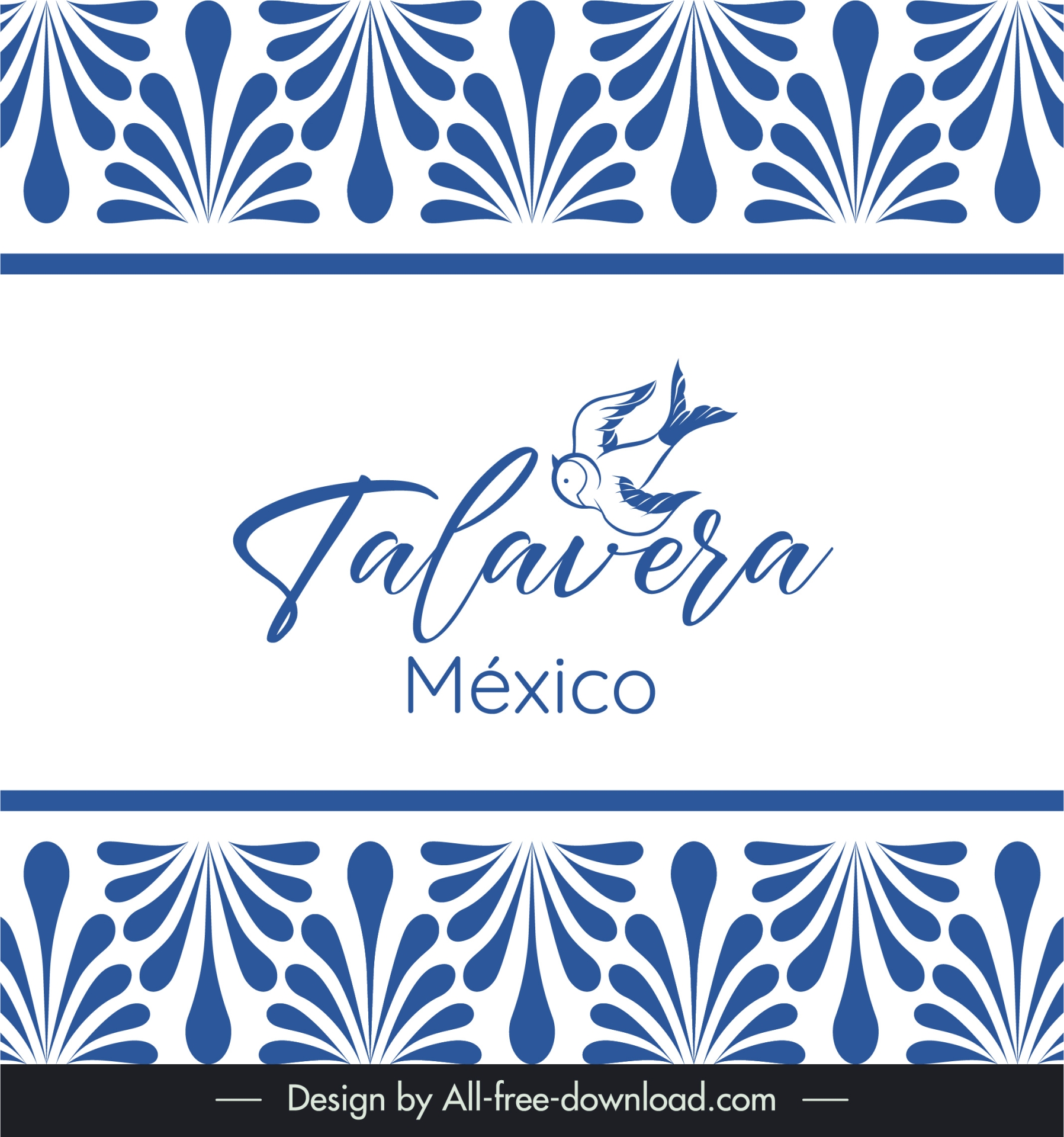 talavera pattern template symmetric leaves bird decor