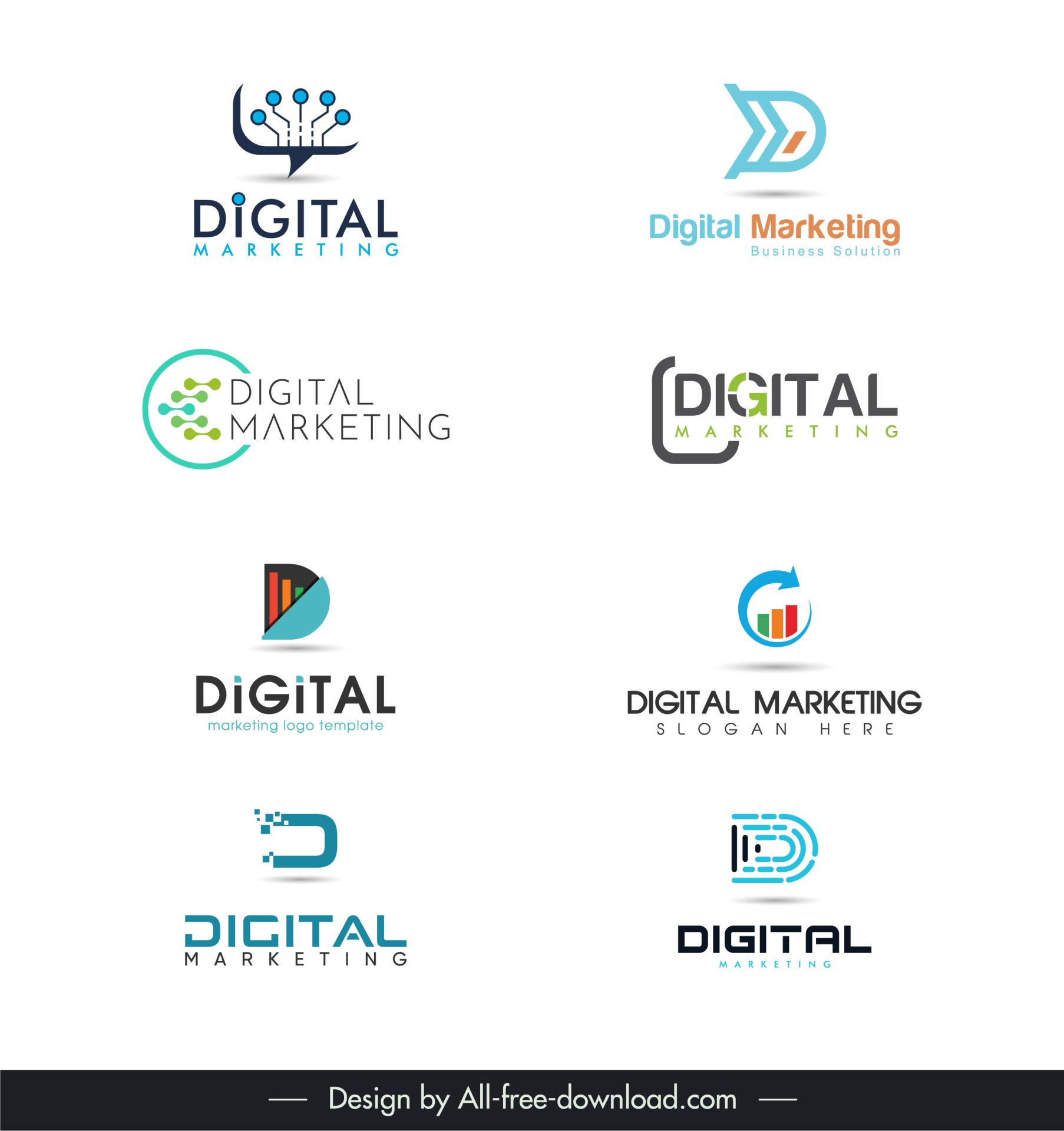 digital marketing logo collection flat modern 