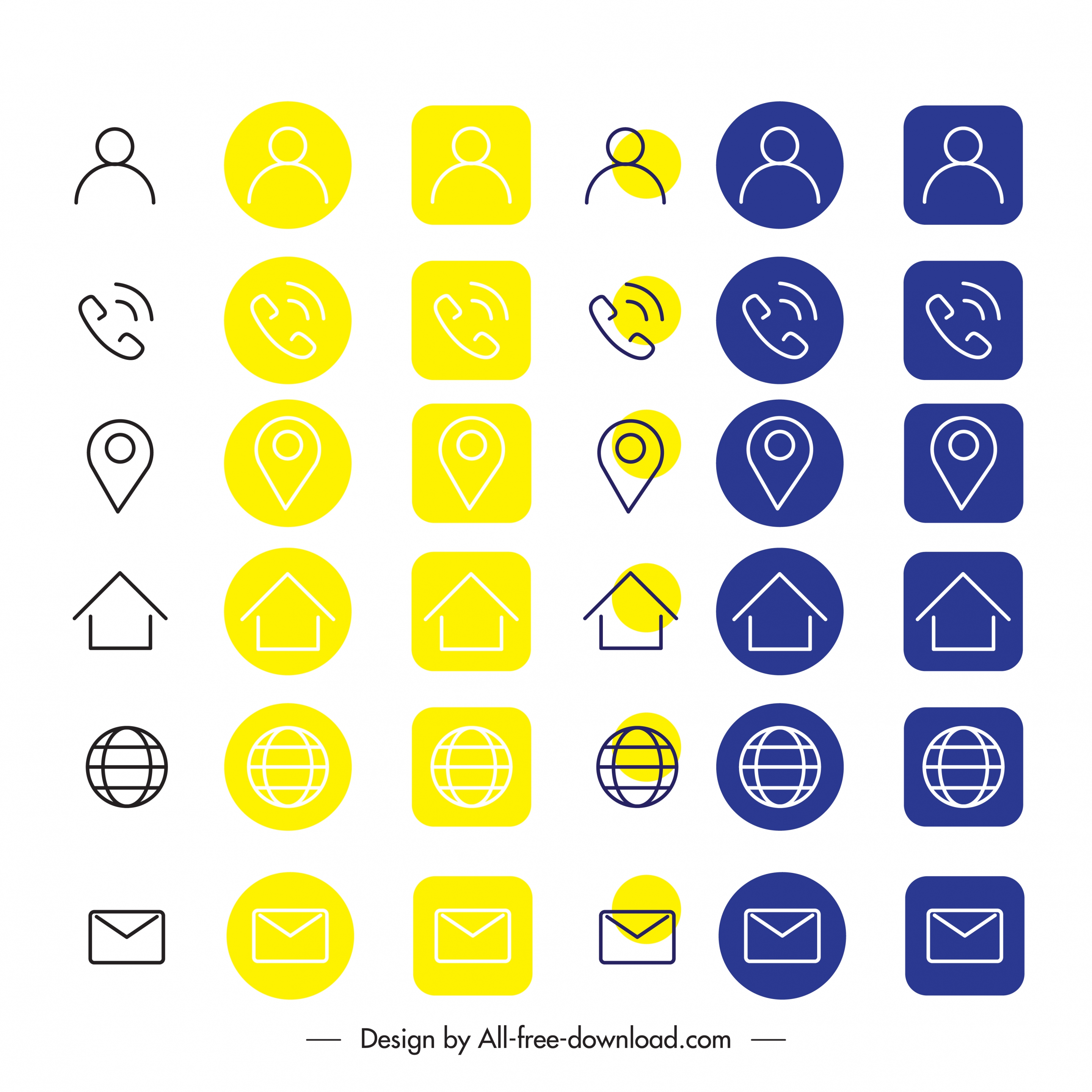 phone ui icons classic flat handdrawn symbols