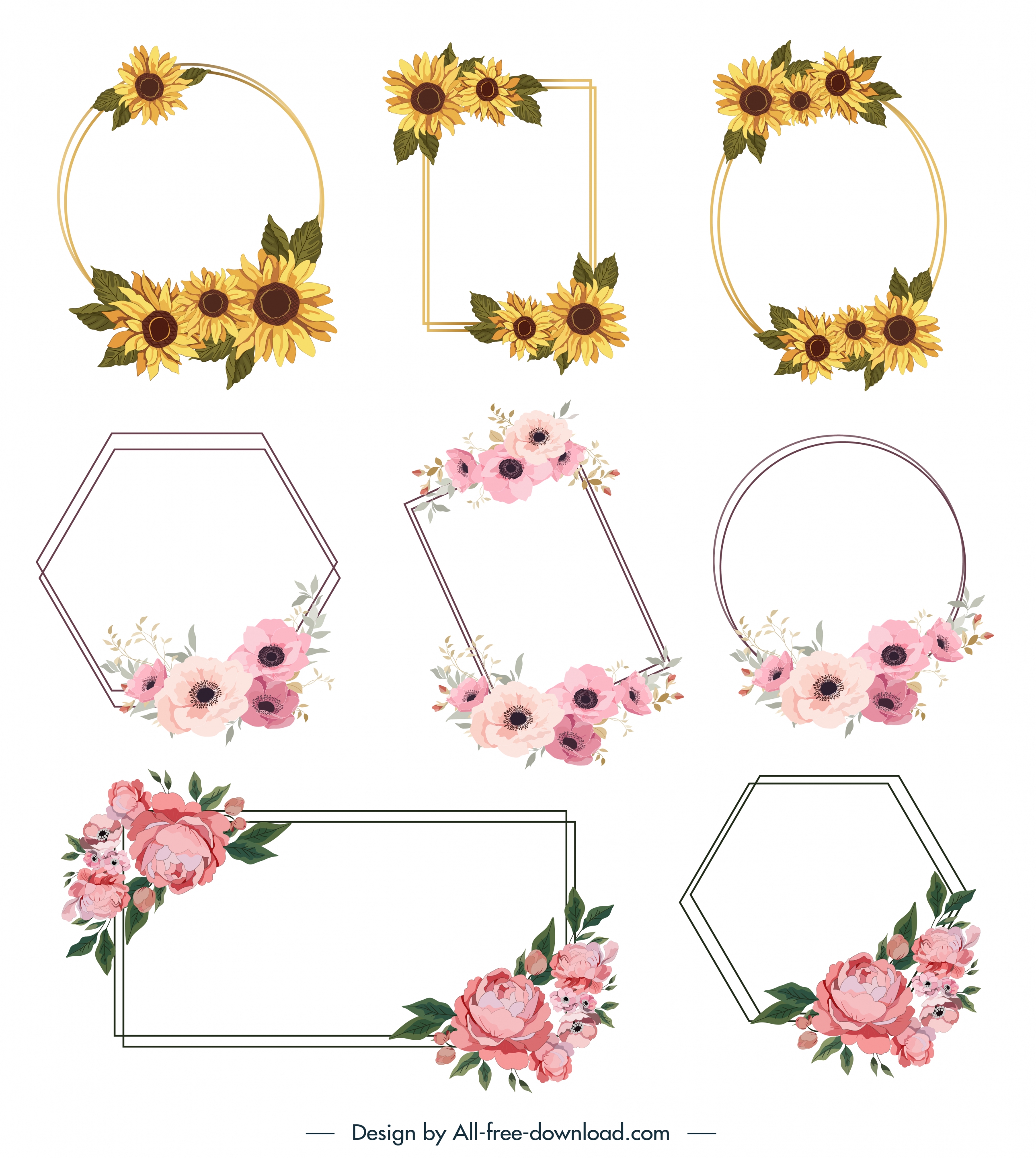 floral border templates elegant geometric shapes botanical decor