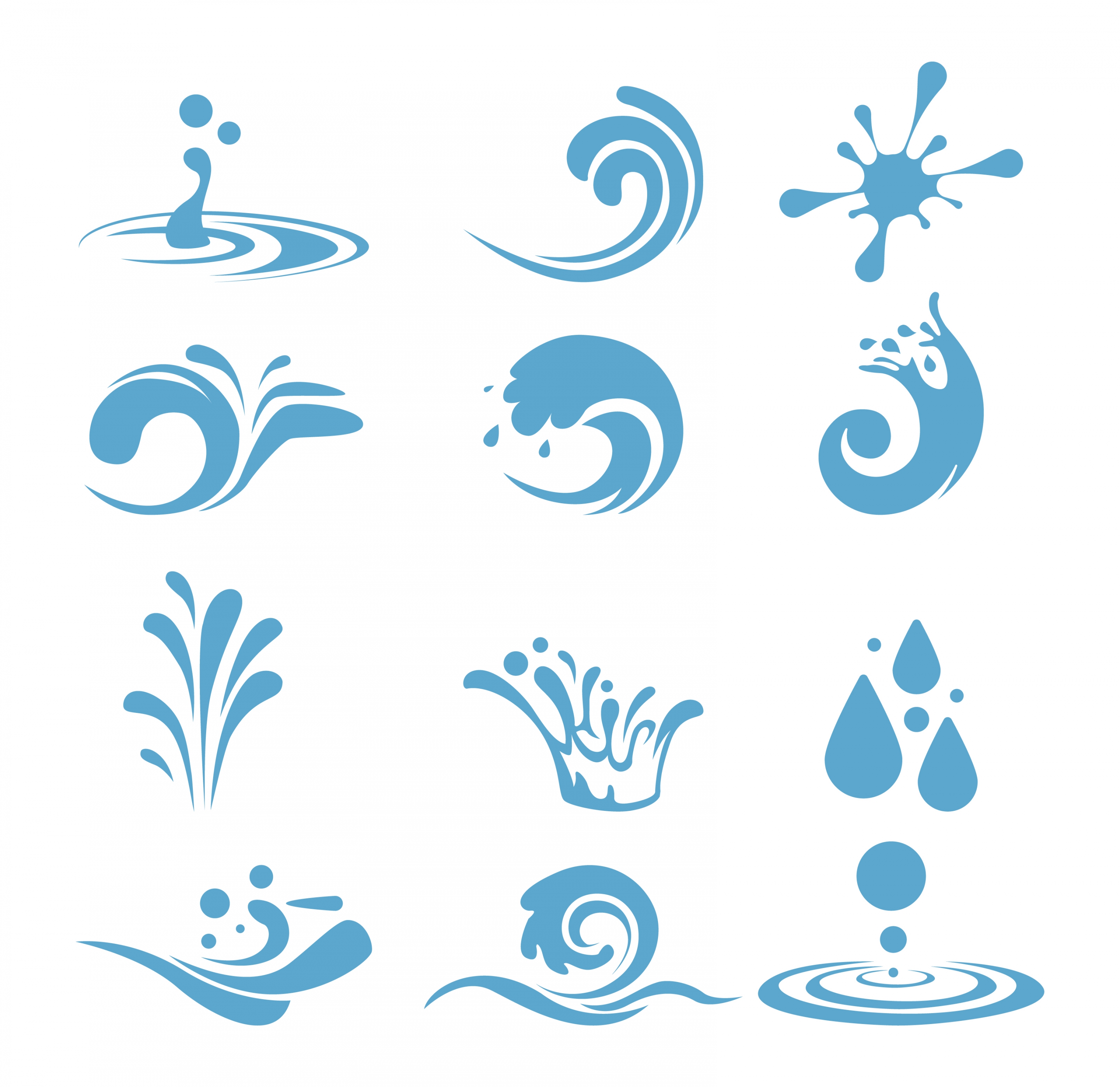 water design elements various blue curved icons