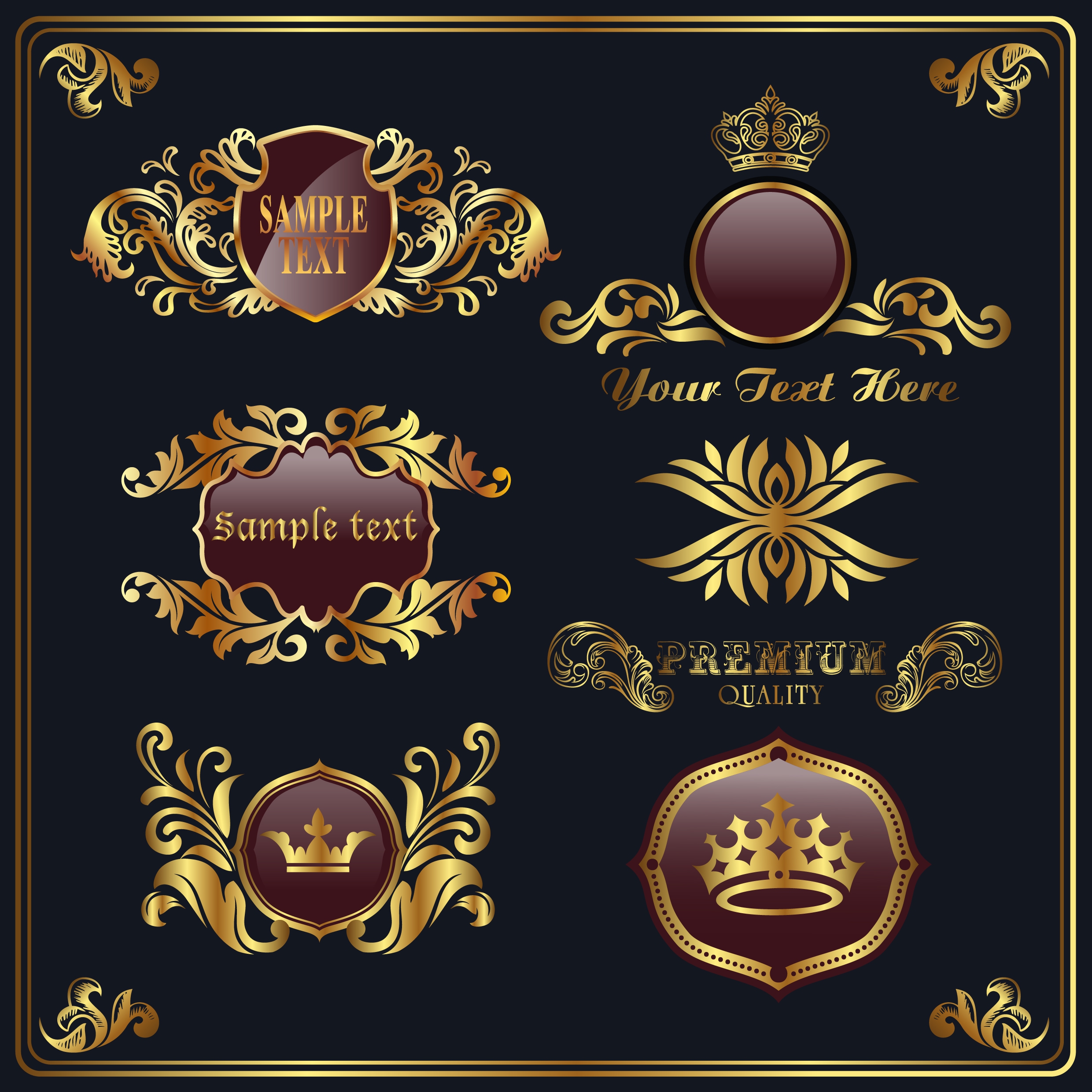 royal logo design elements golden shiny classical decor