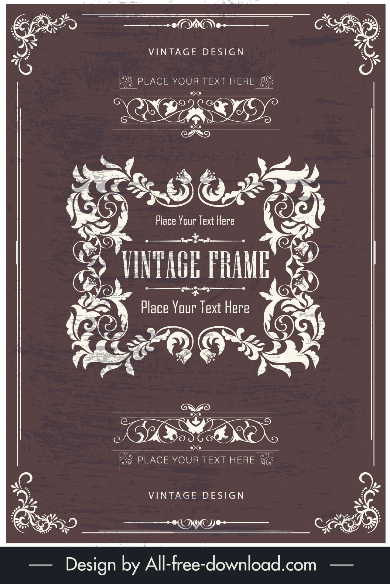 cover template dark vintage frame symmetry