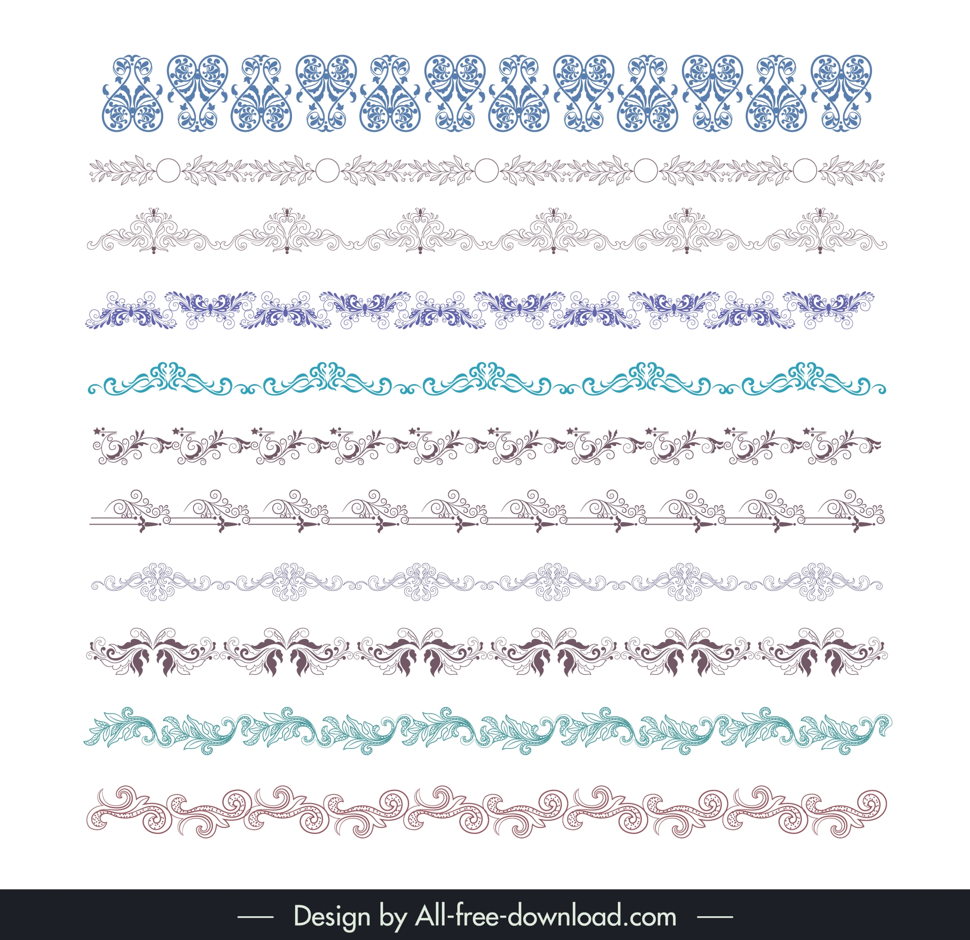 ornamental frames design elements collection symmetric seamless