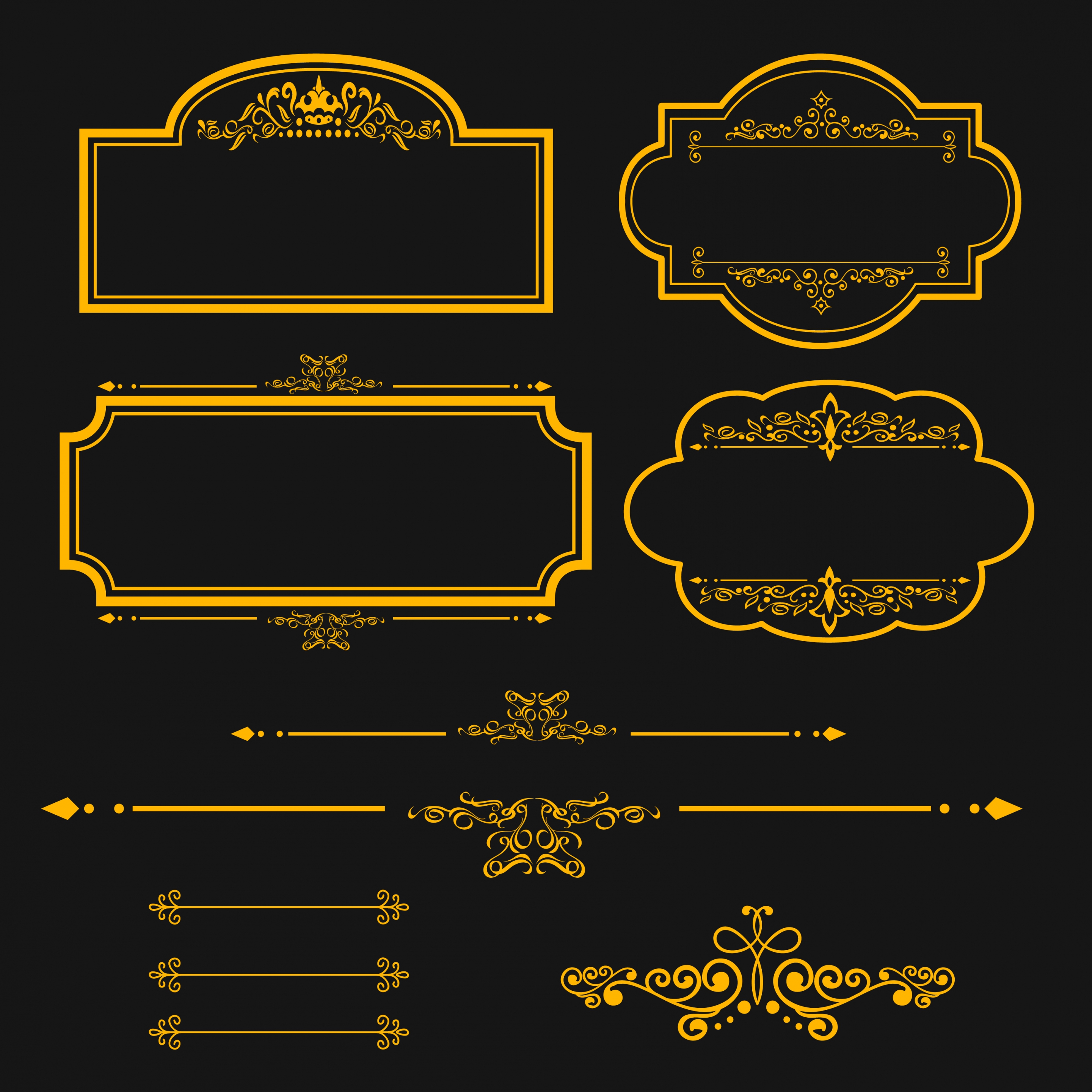 border design elements yellow classical style