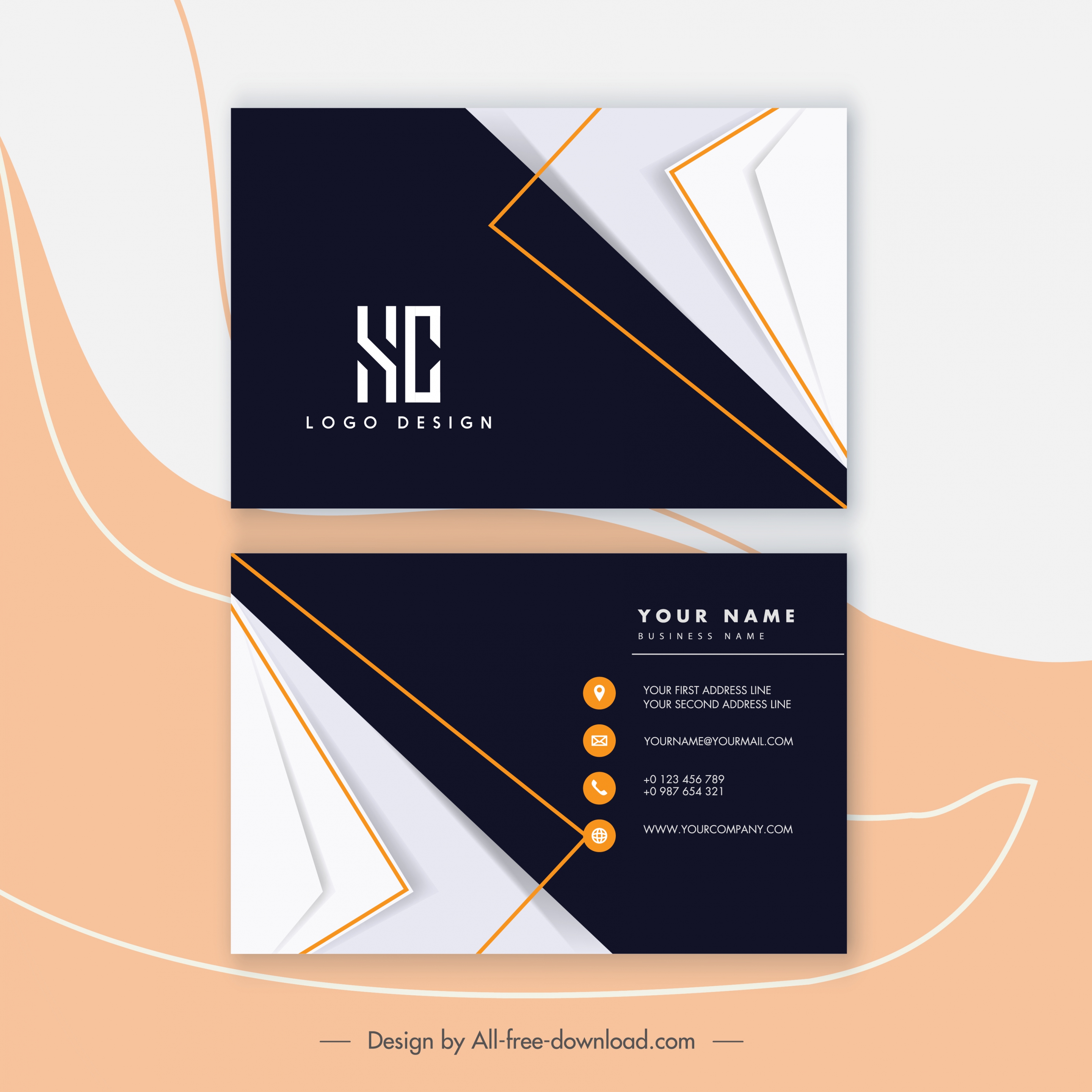 business card templates elegant flat contrast decor