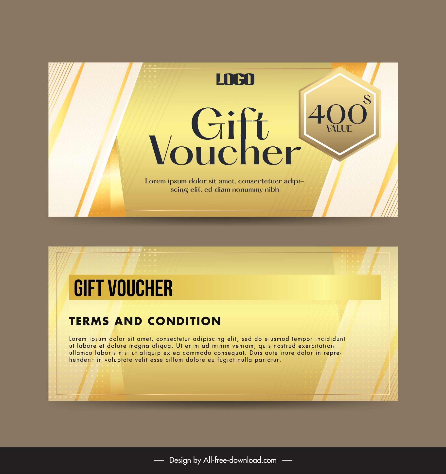 gift voucher template elgant gold geometric decor