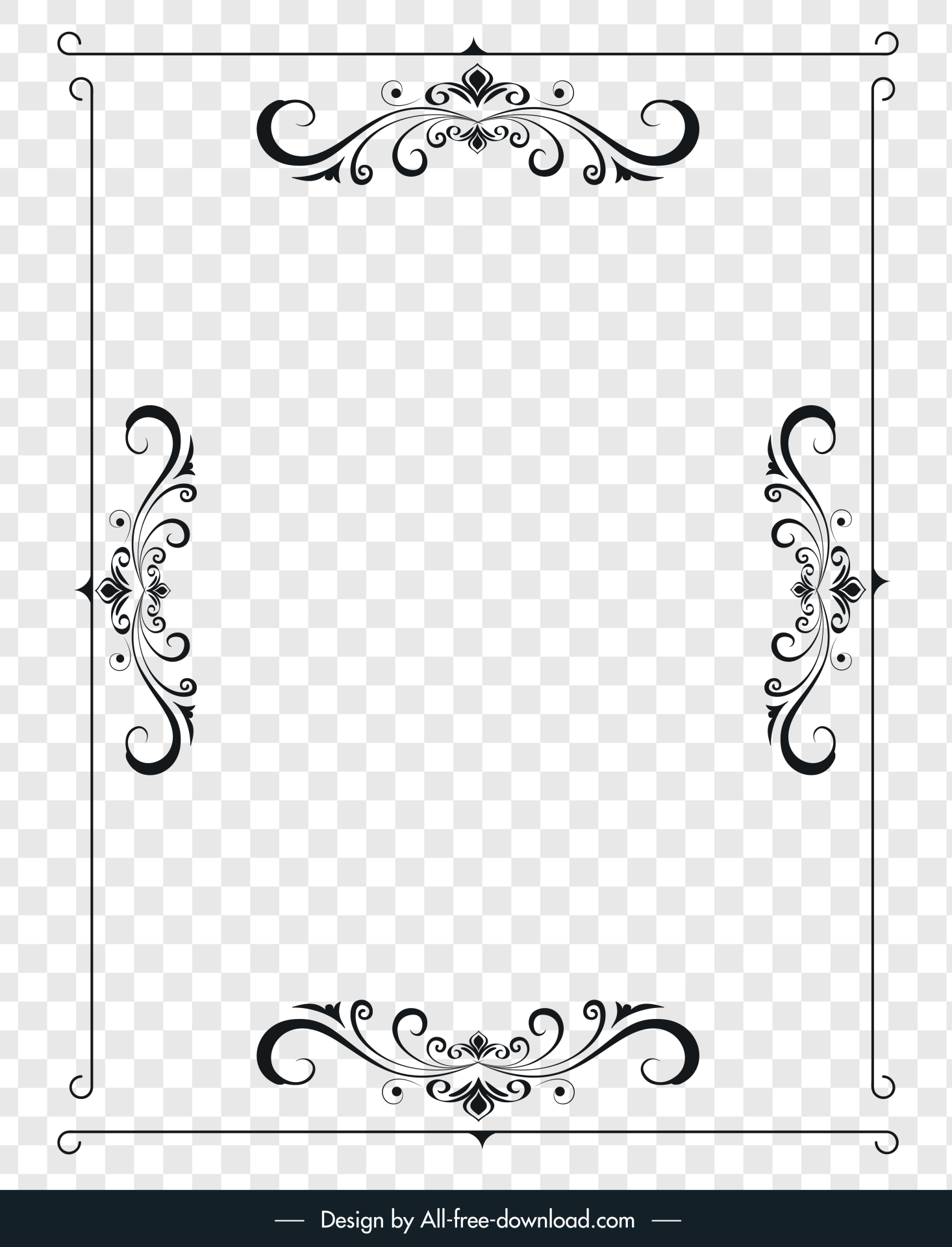 simple page border transparent background elegant symmetric curves shapes sketch