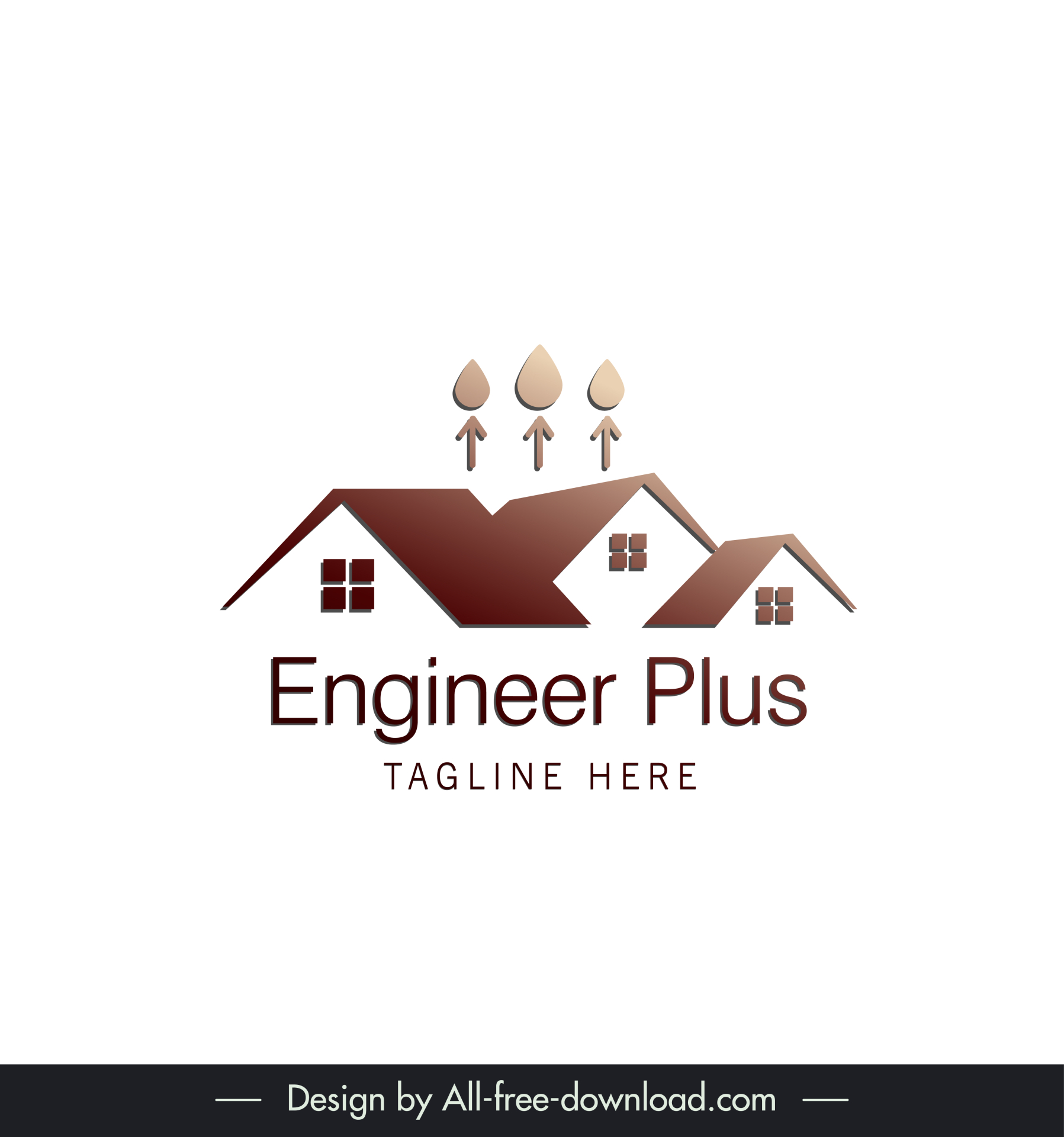 engineer plus logo with brown house geometric design