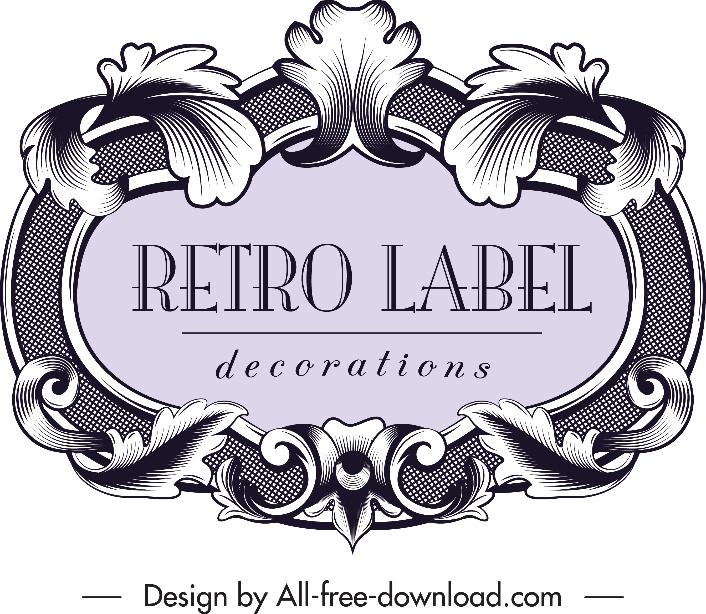 vintage label template elegant symmetrical baroque decor