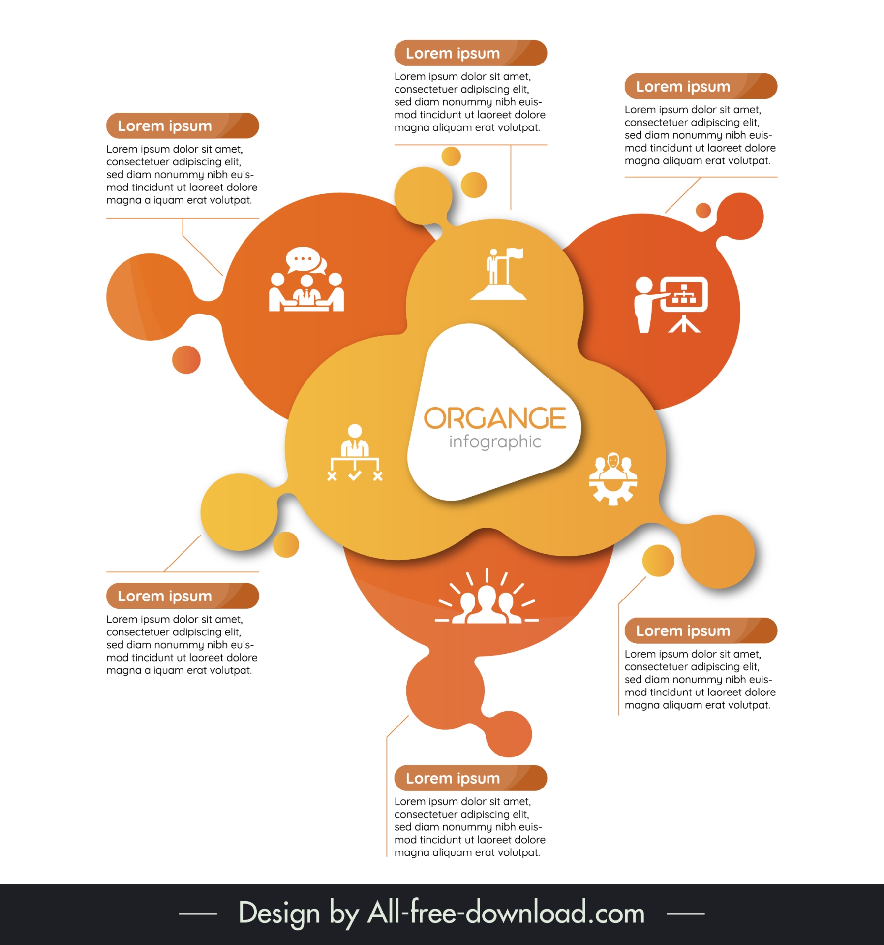 orange infographic template modern geometric shapes