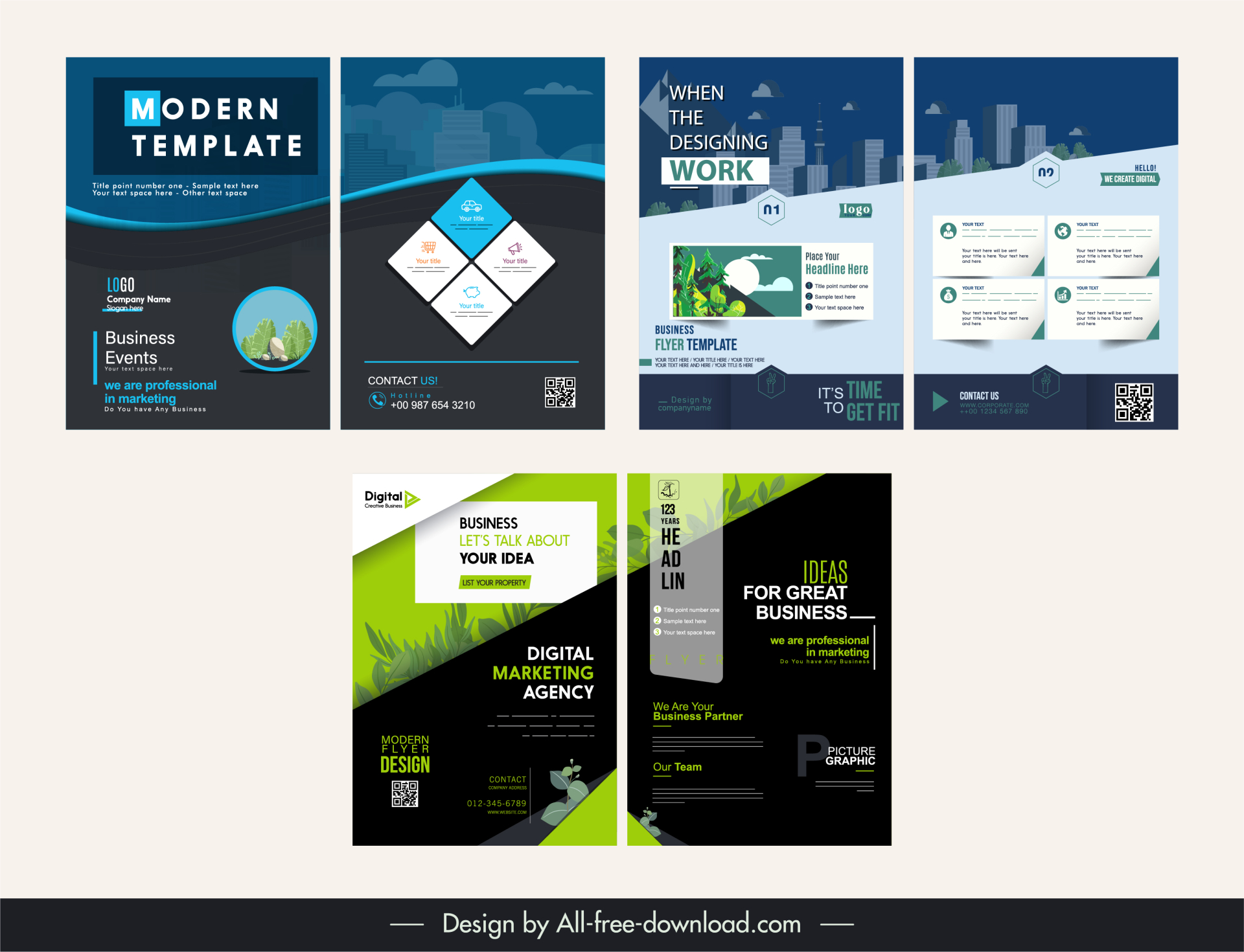 modern company flyer templates collection elegant modern