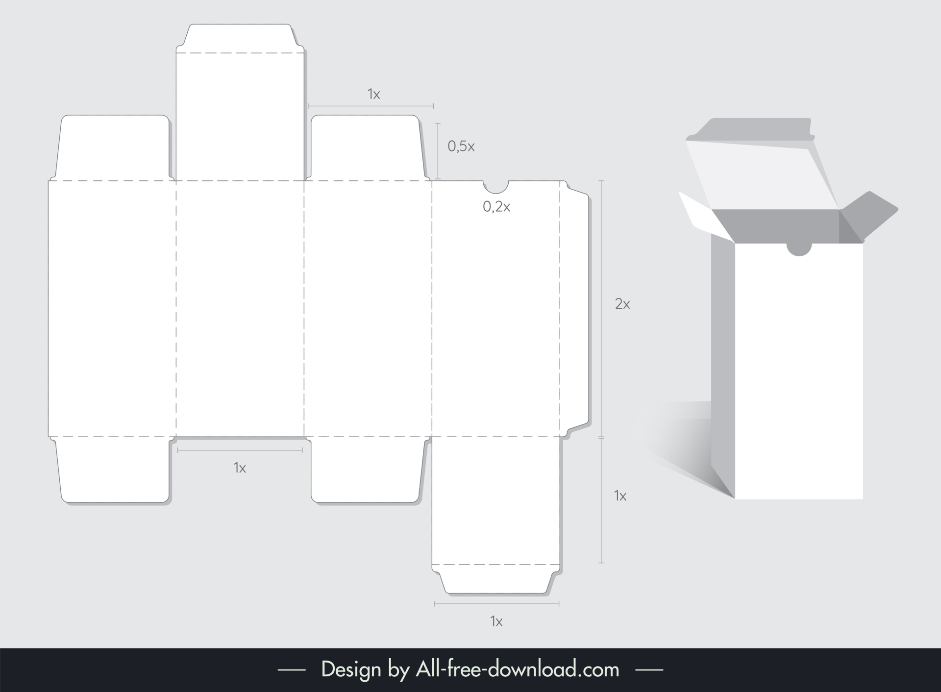 container packaging advertising template flat papercut 3d box sketch modern design 