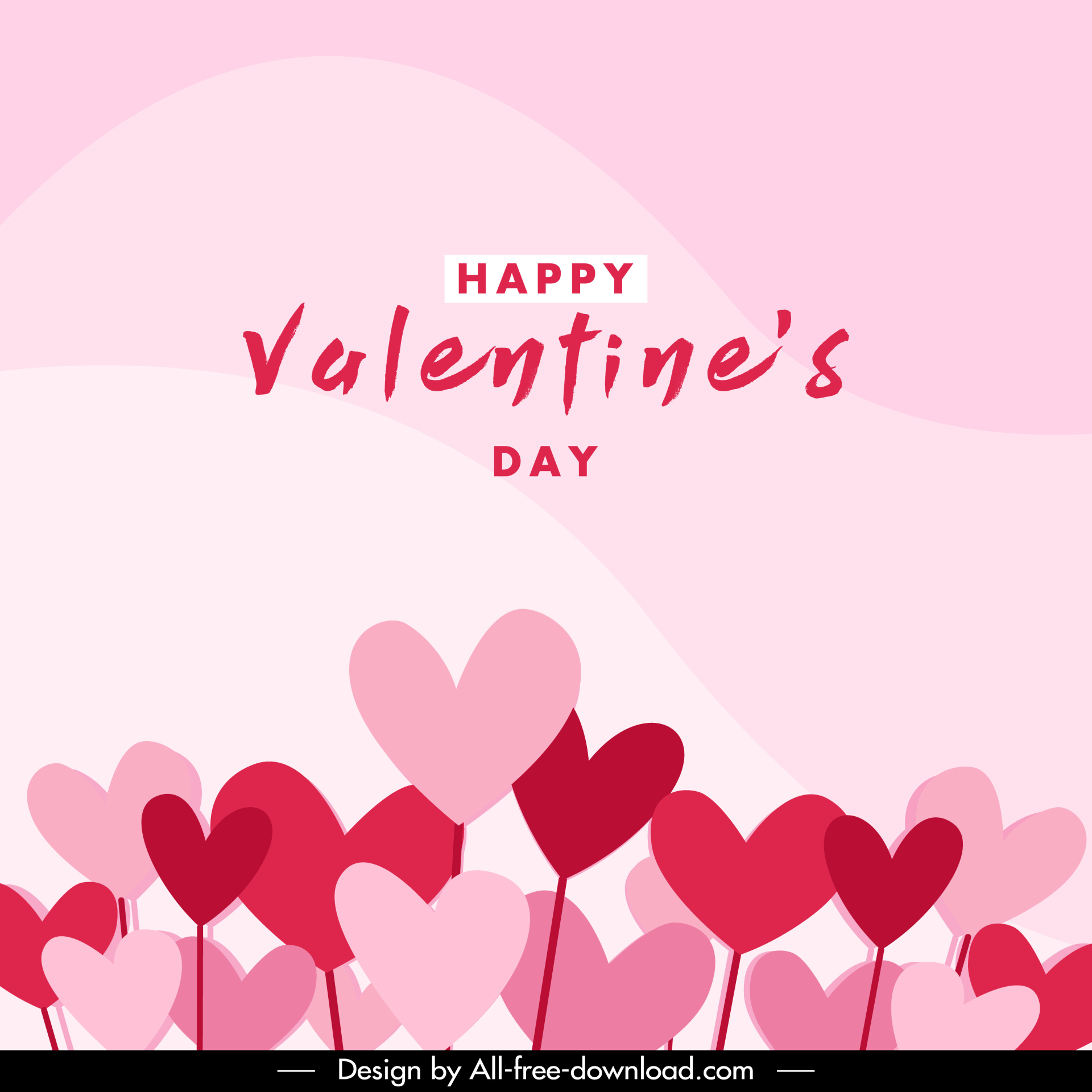 happy valentines day background template flat hearts design 