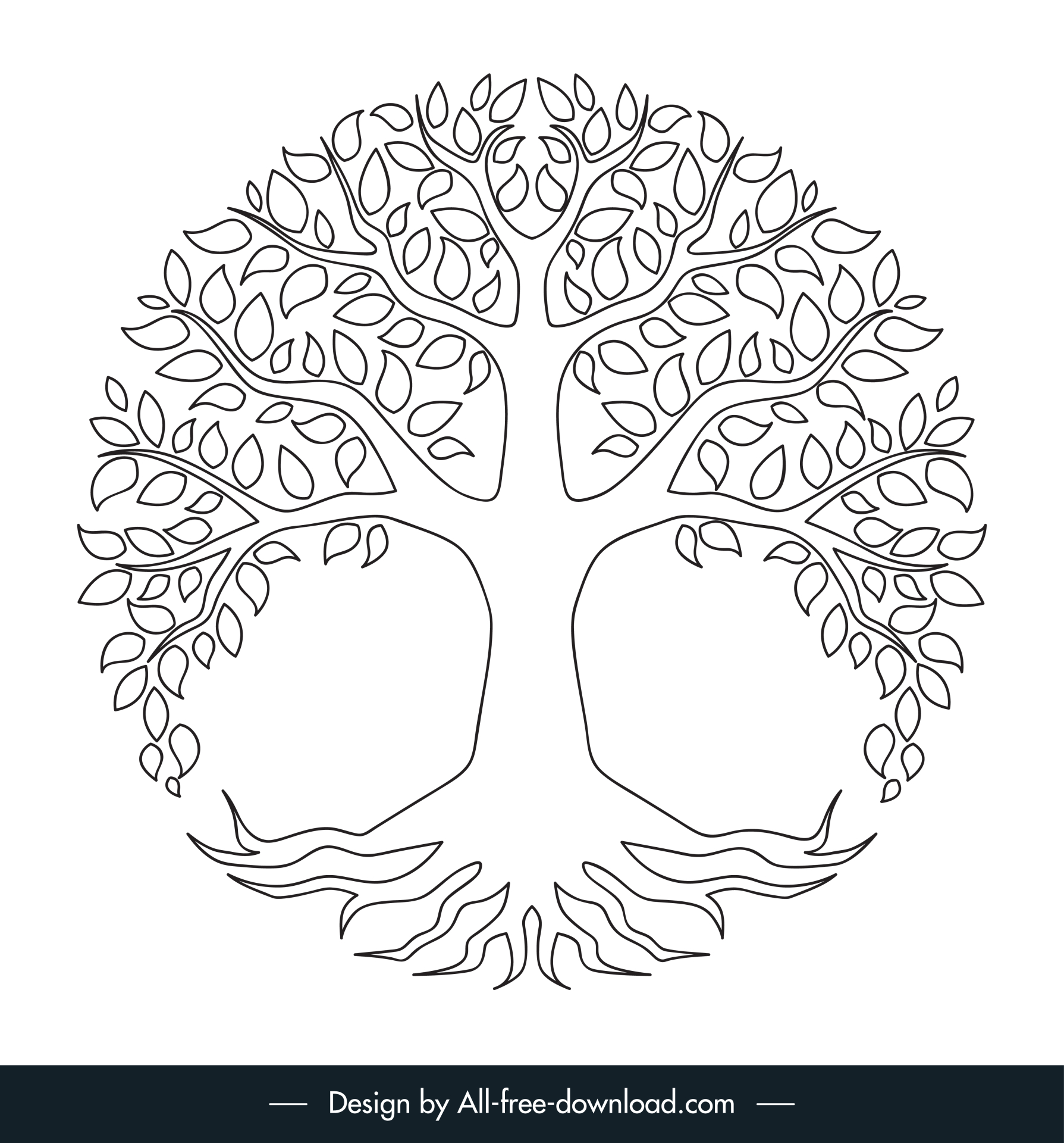 tree of life icon flat symmetric handdrawn outline 