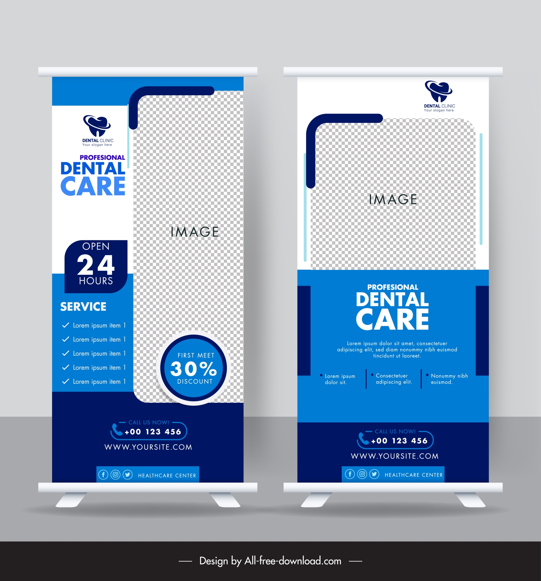 dental care roll up banner template elegant checkered decor