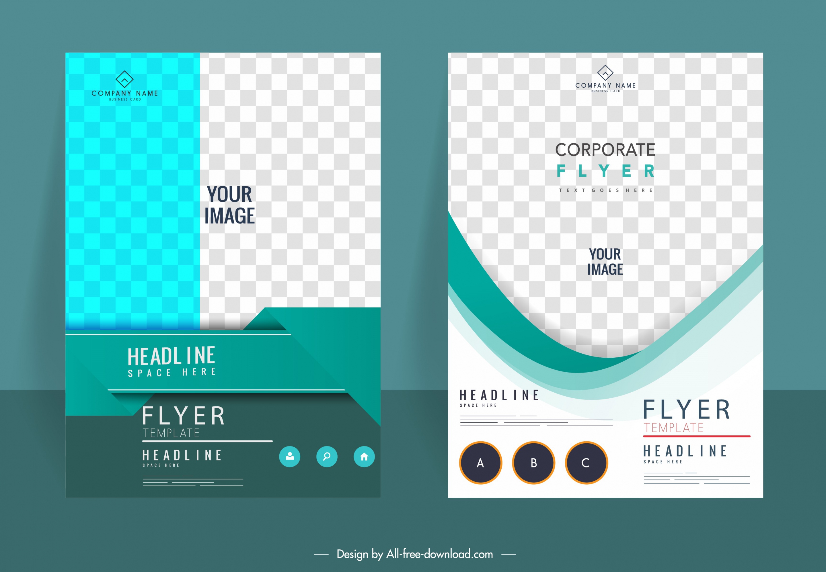 corporate flyer templates elegant bright checkered decor