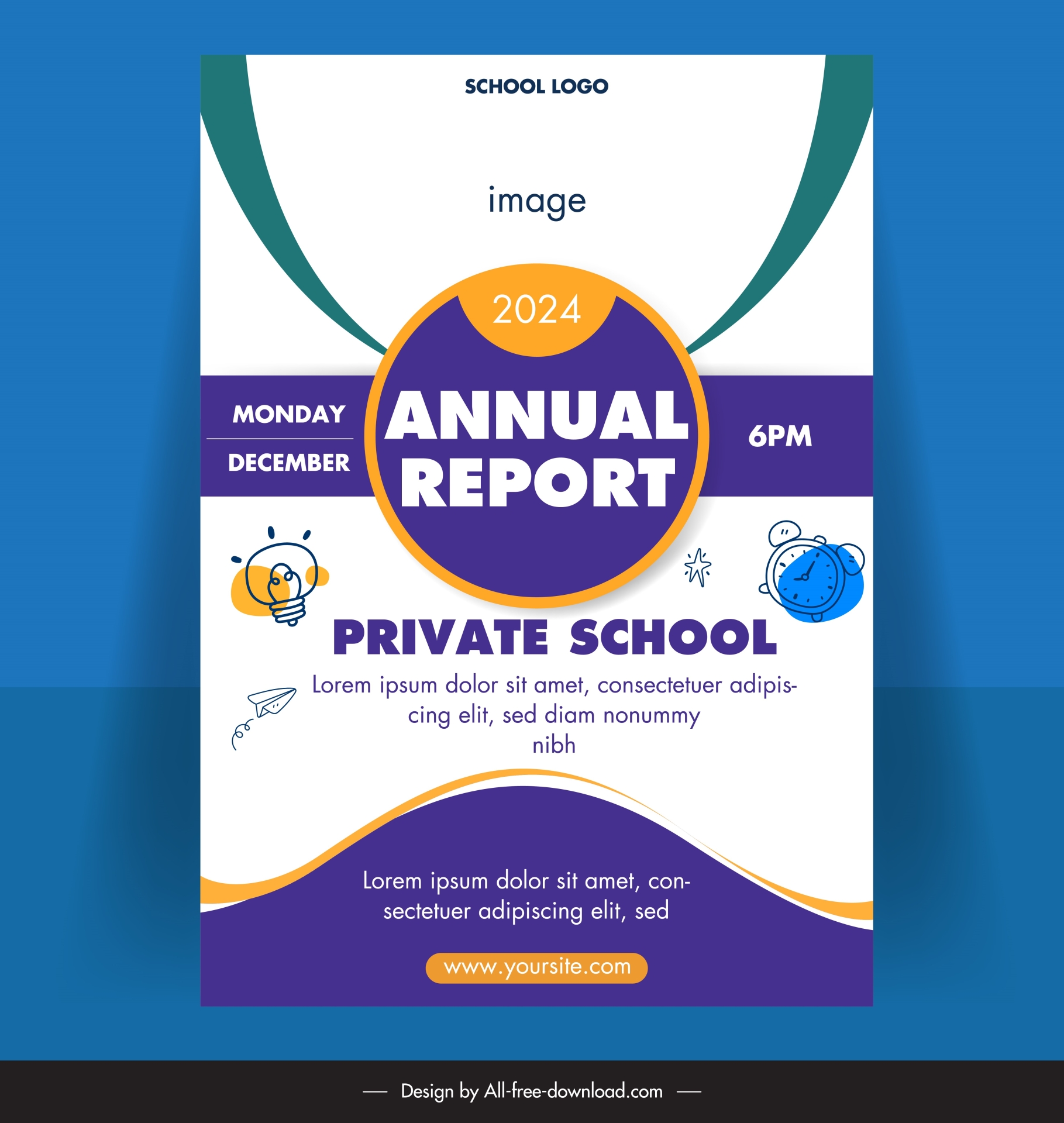 school annual day invitation card template elegant flat design