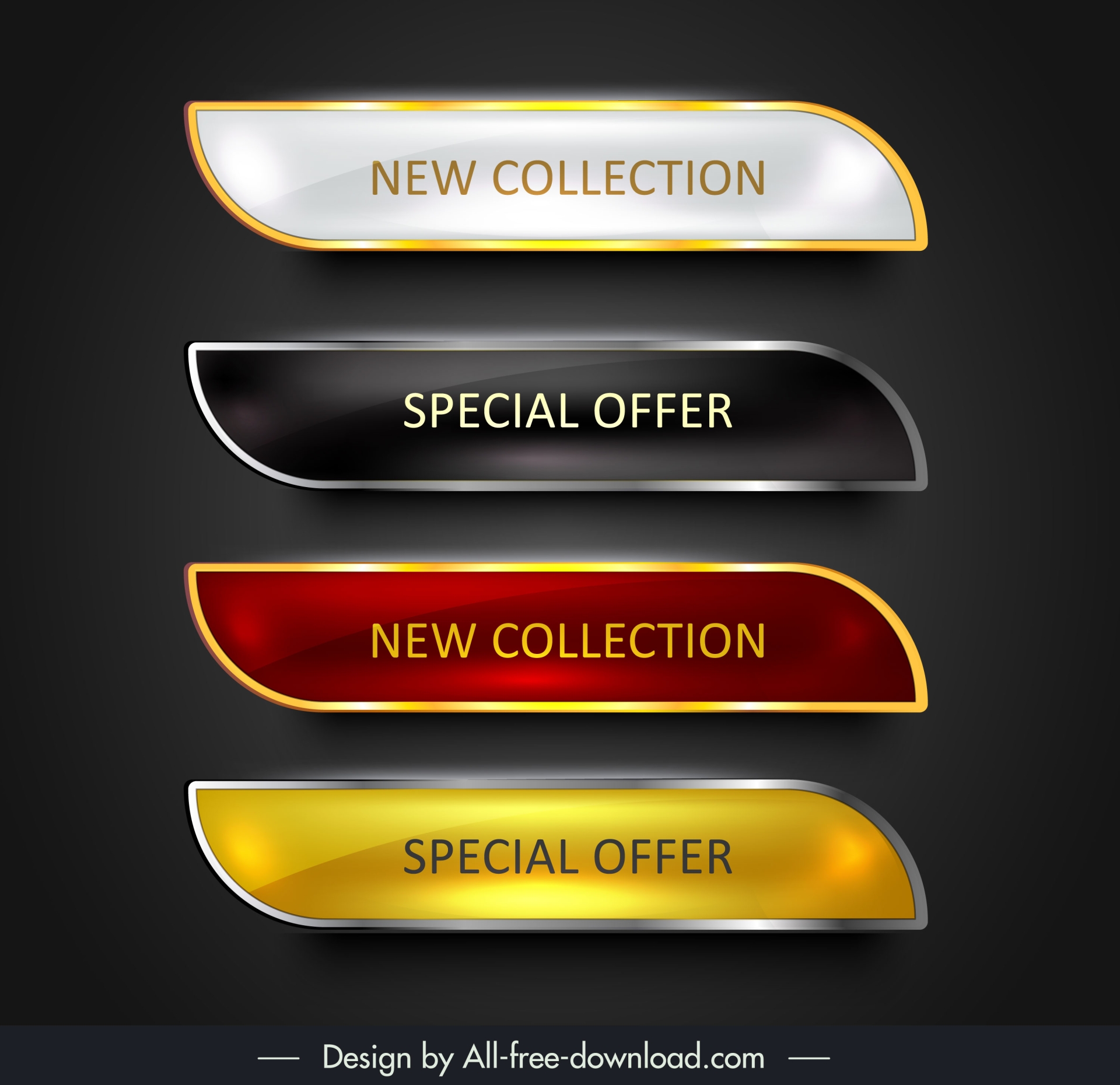  button sets design elements shiny modern rounded horizontal