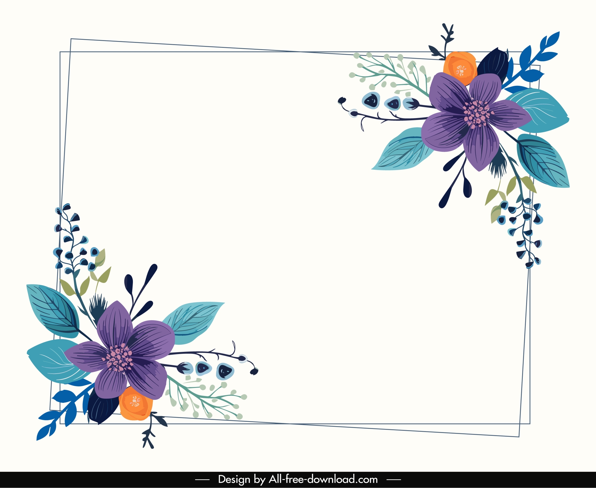 floral corner frame template elegant symmetric petals leaves 