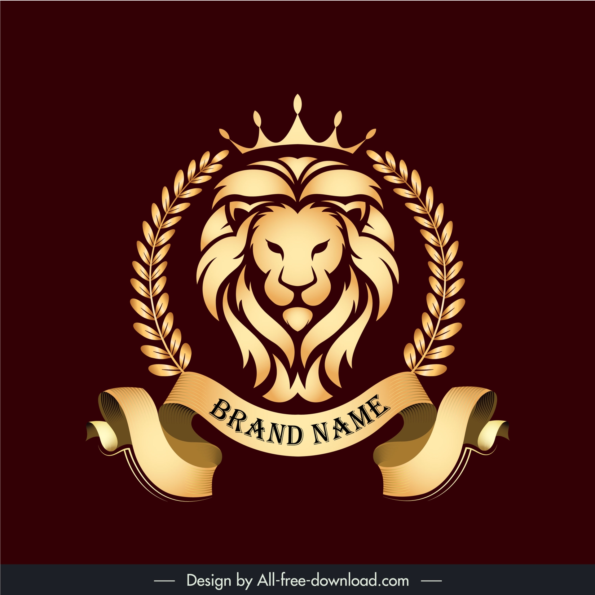 elegant lion head logo symmetric elegance