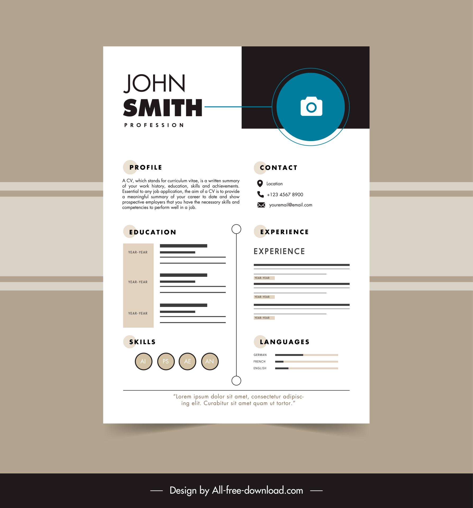 minimal cv template flat modern layout