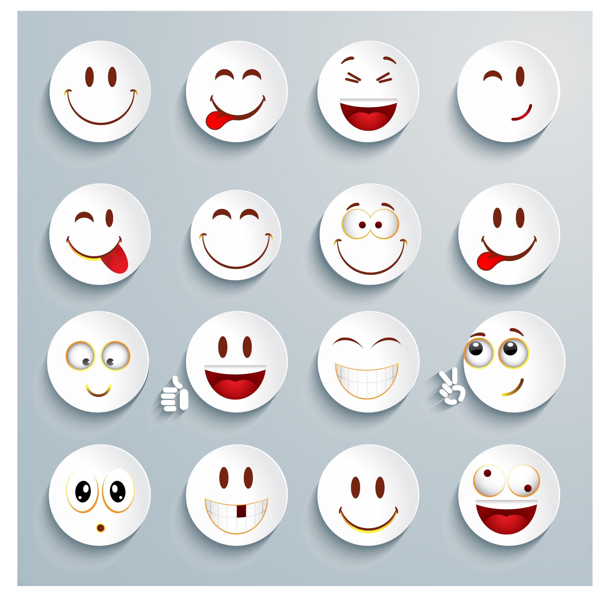 white cricle emoticon set