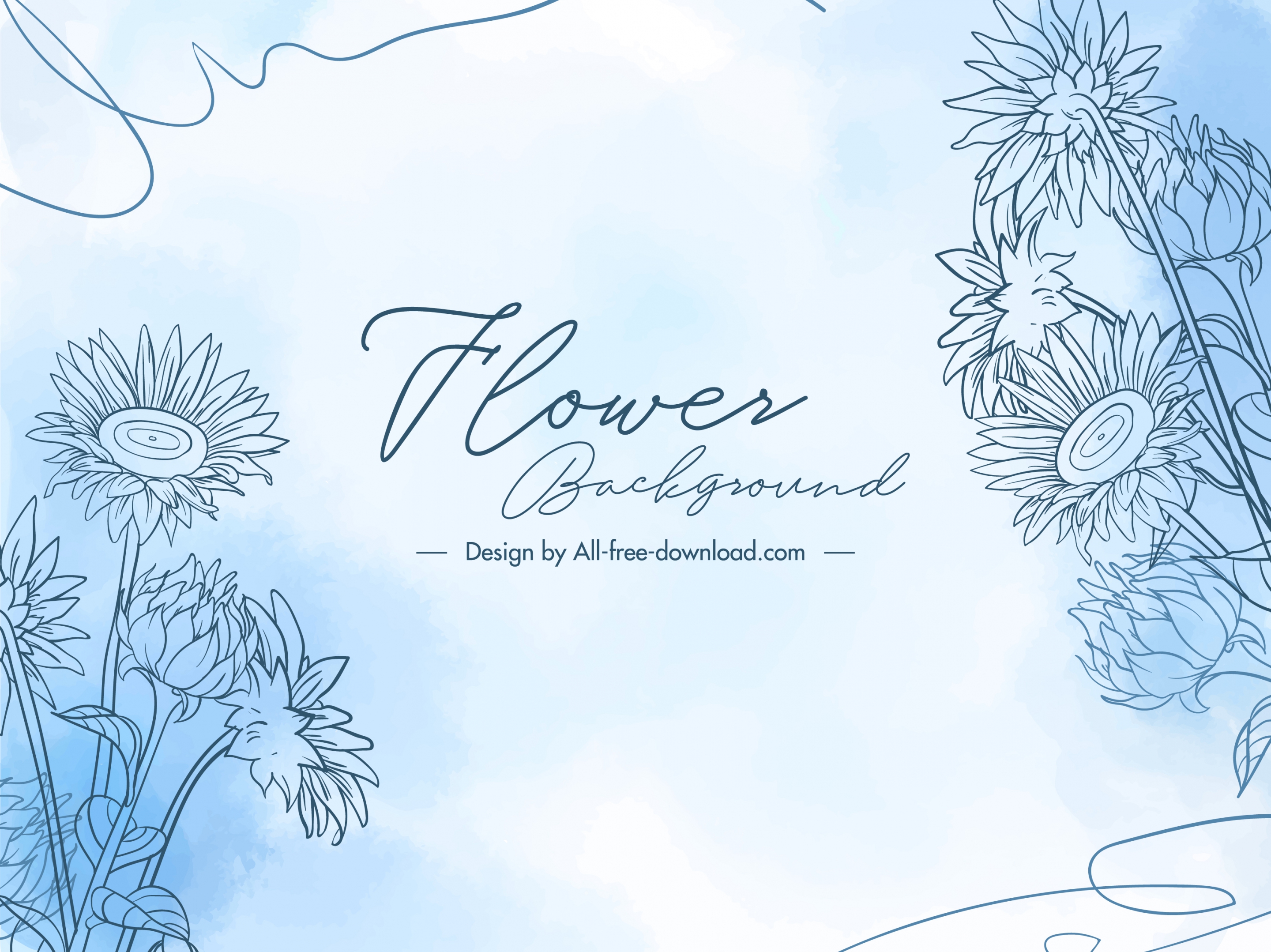 flower background template elegant bright handdrawn design