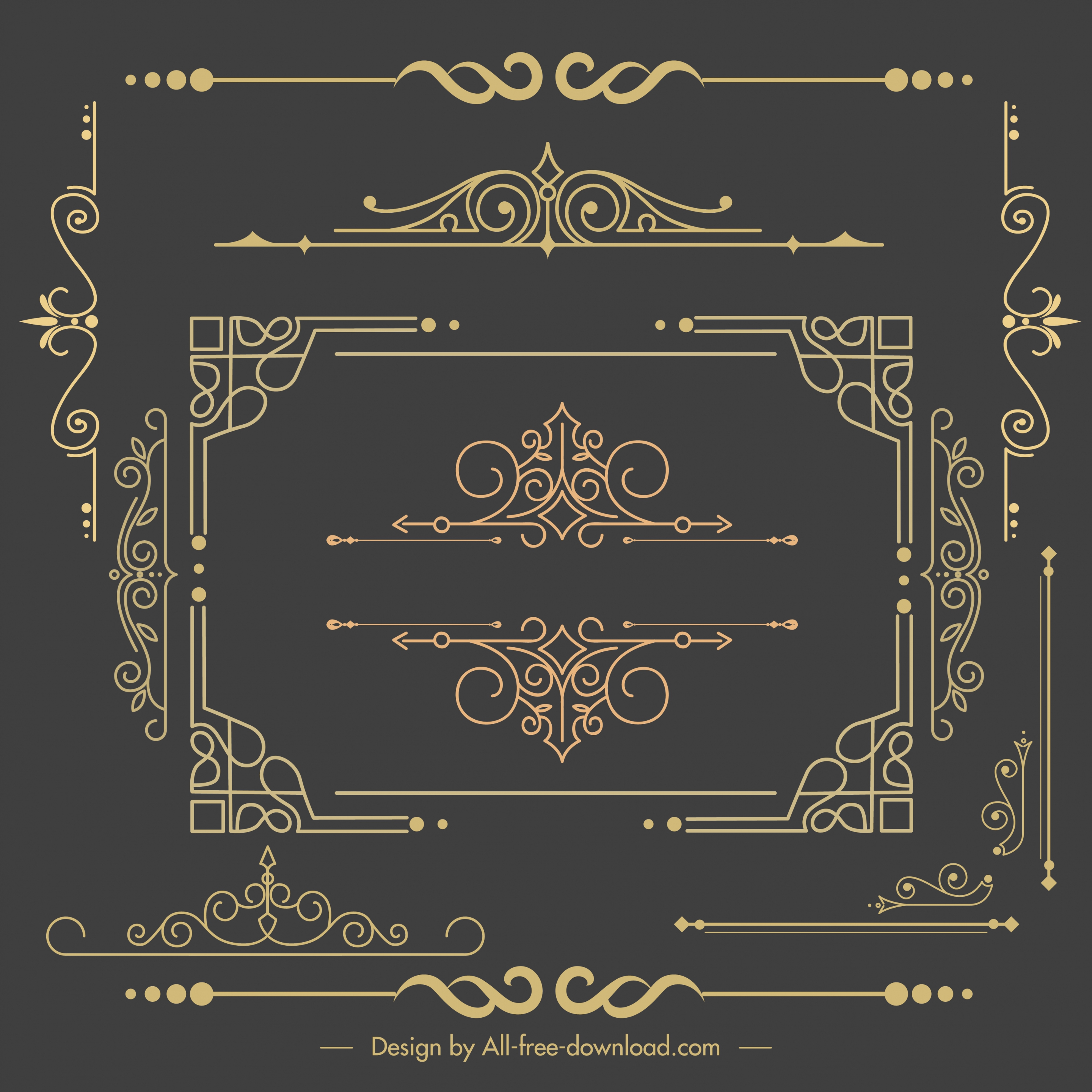 decorative elements templates elegant vintage symmetrical shapes