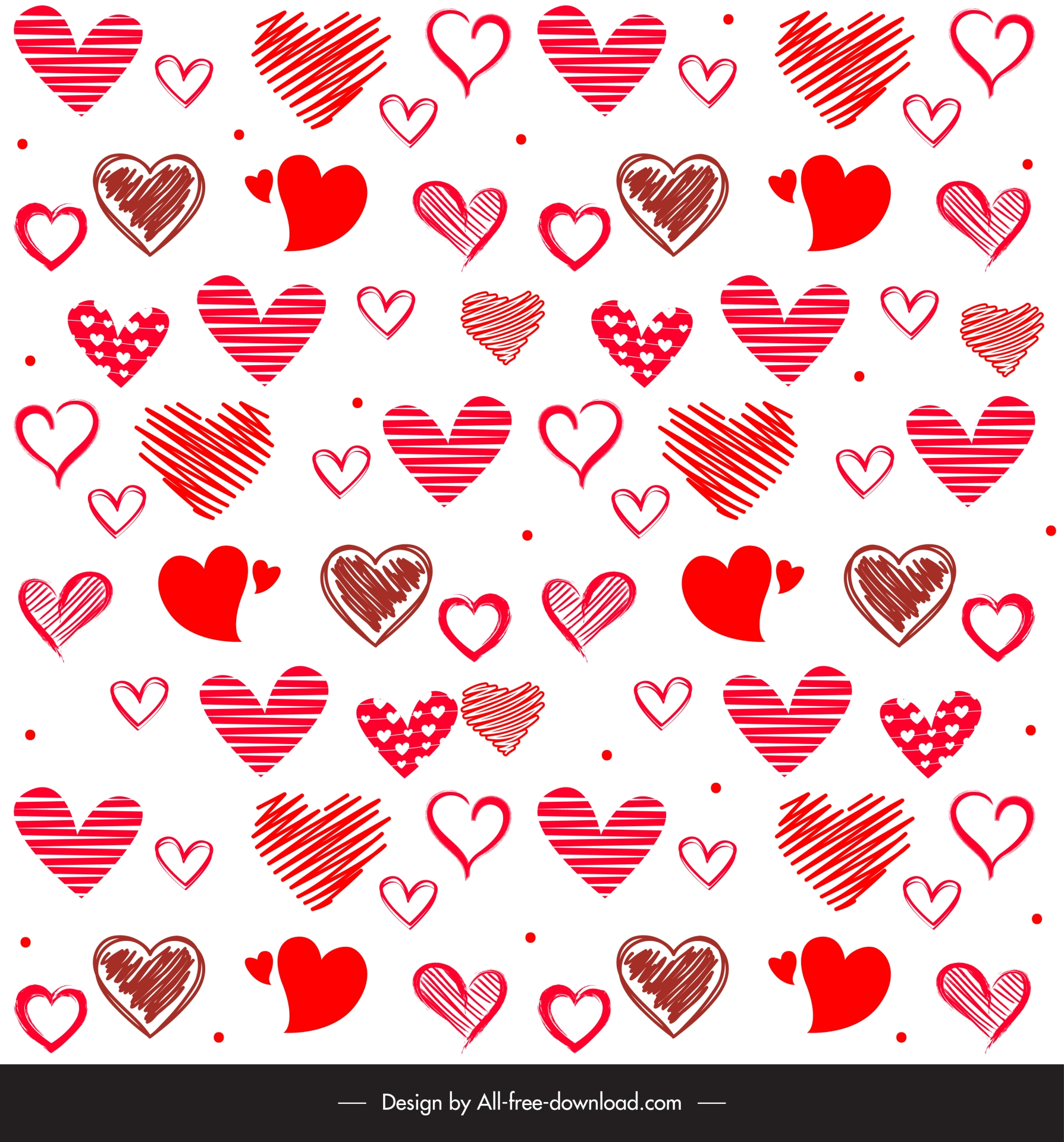 love background template flat handdrawn hearts layout 