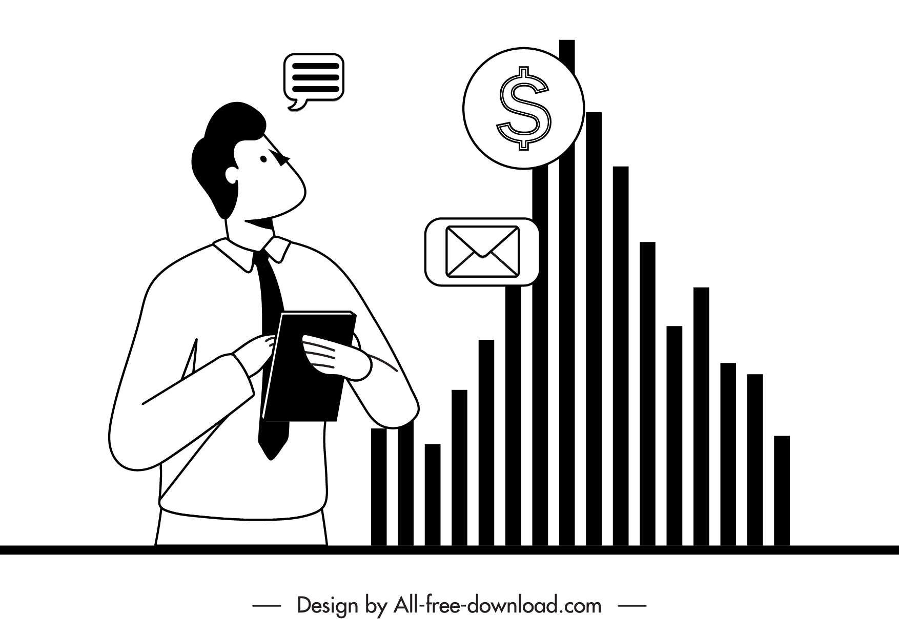 forex exchange design elements black white businessman chart outline