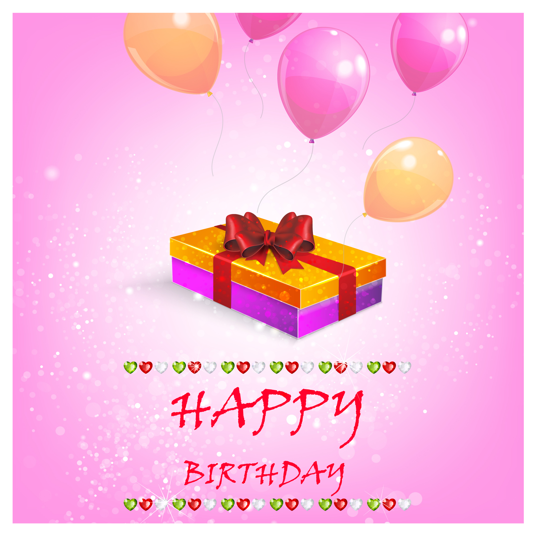 happy birthday background with balloon and gift