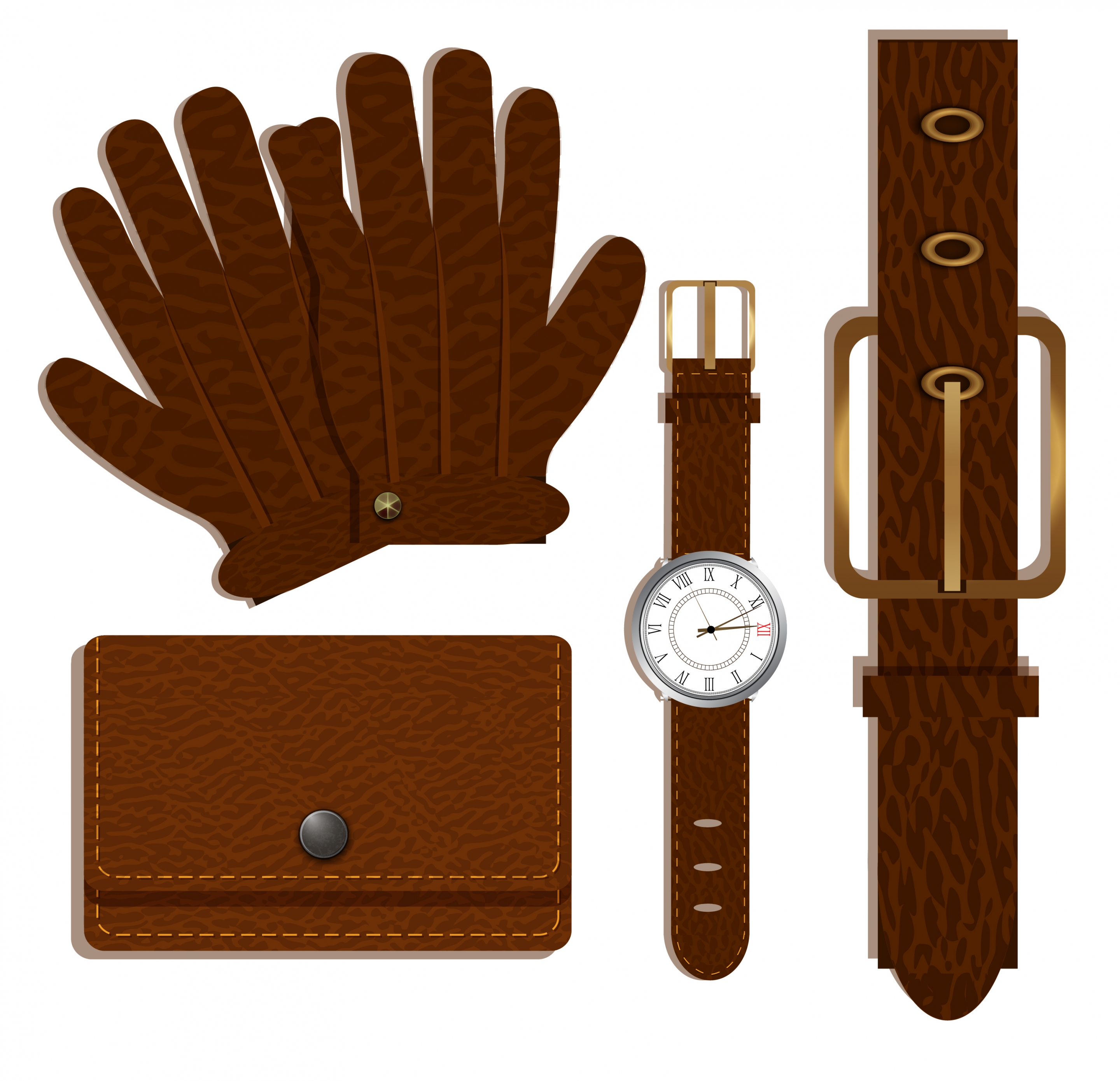 personal utensil icons brown leather design