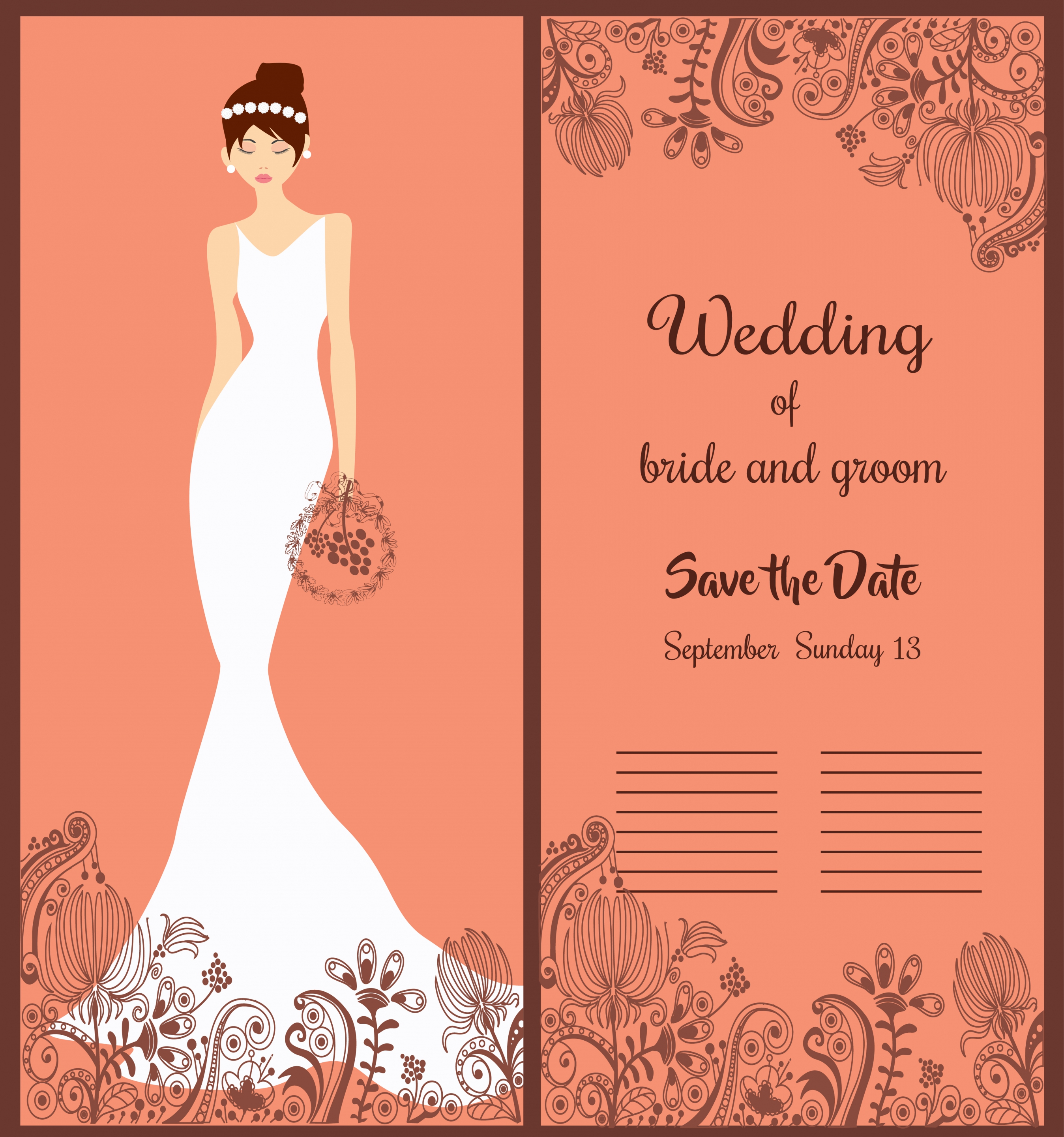 wedding banner elegant bride icon classical decor