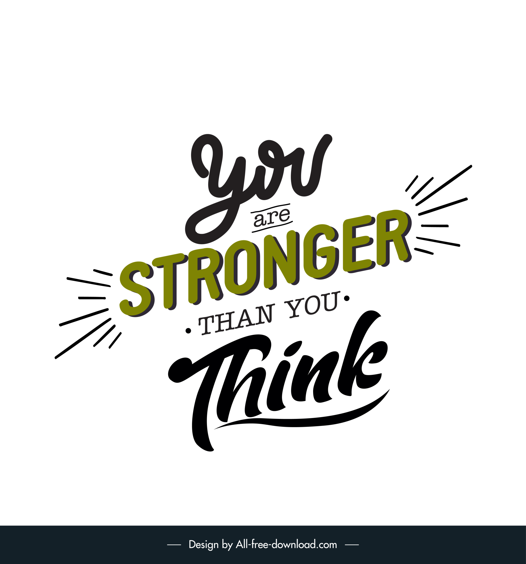 you are stronger than you think quotation typography banner template dynamic calligraphic texts sketch