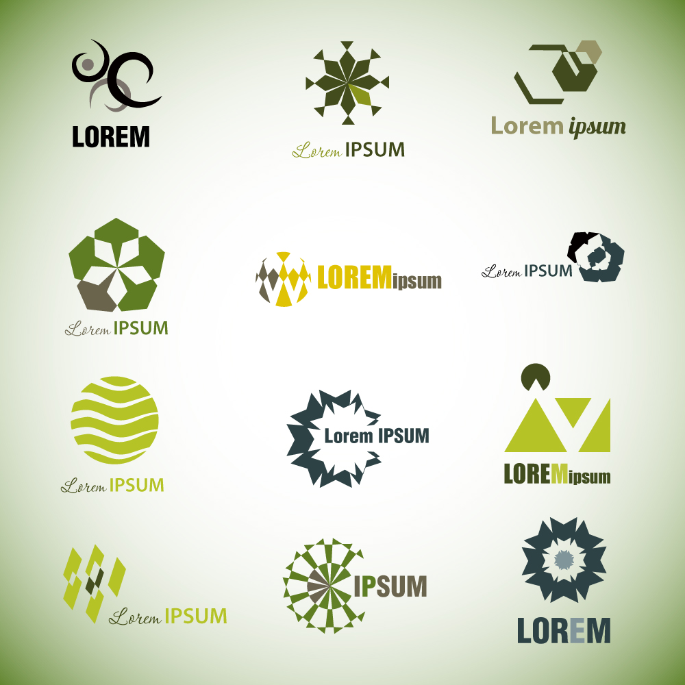 logo sets with abstract style on bright background