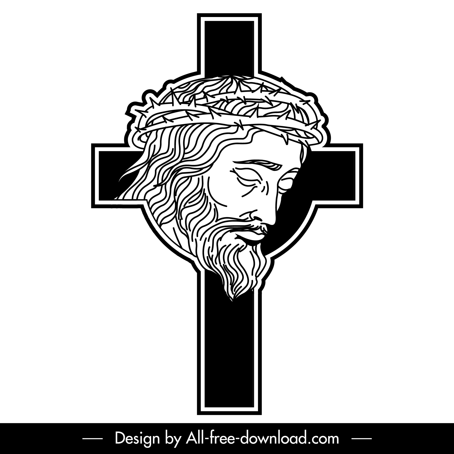 jesus cross sign icon handdrawn retro sketch