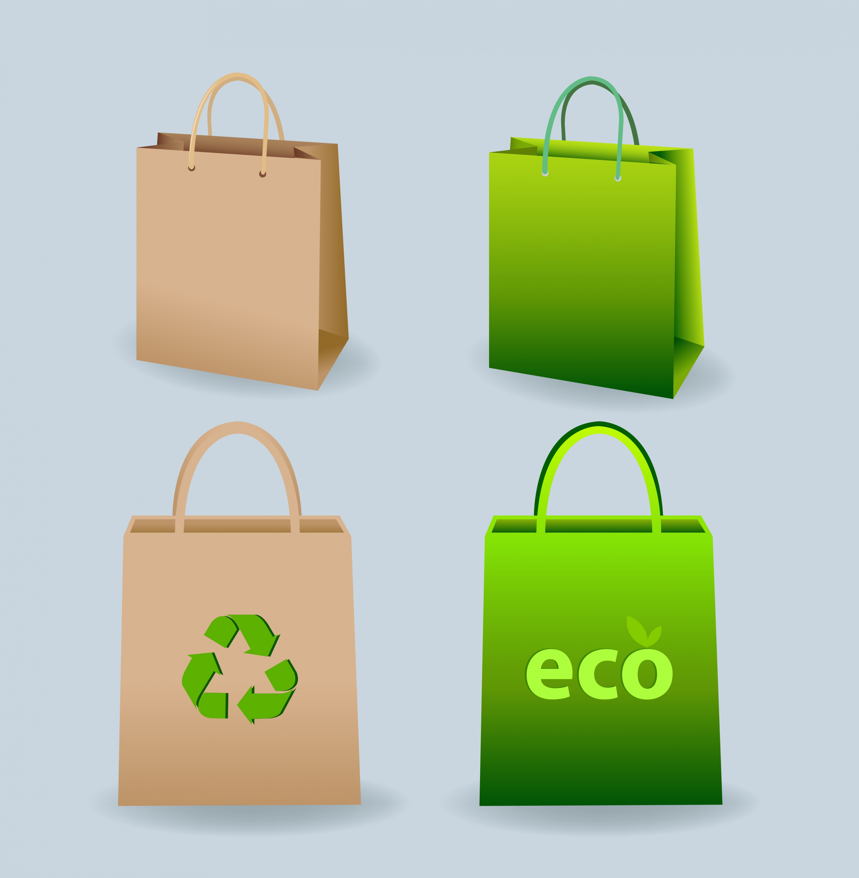 paper bags templates green eco style 3d design