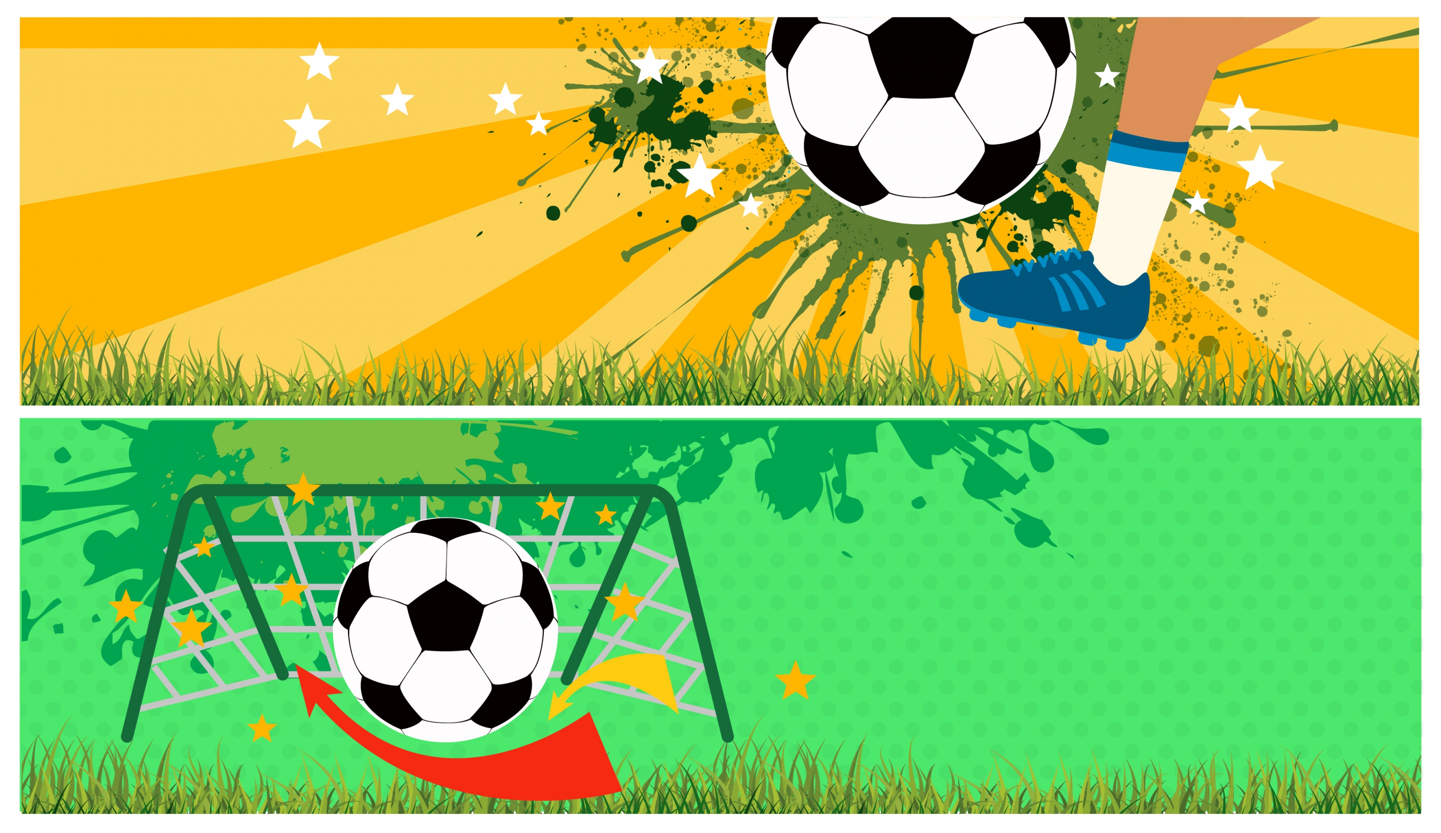 soccer background set goal ball decoration grunge style