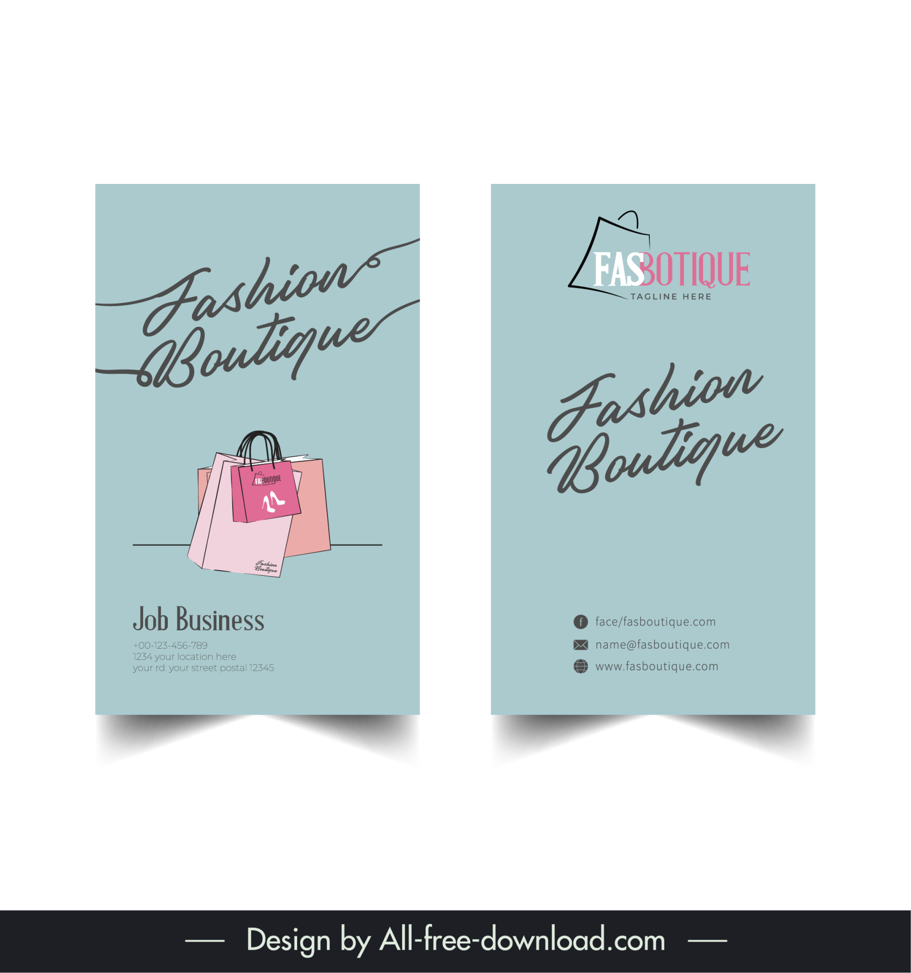 fashion boutique business card template flat elegant classic