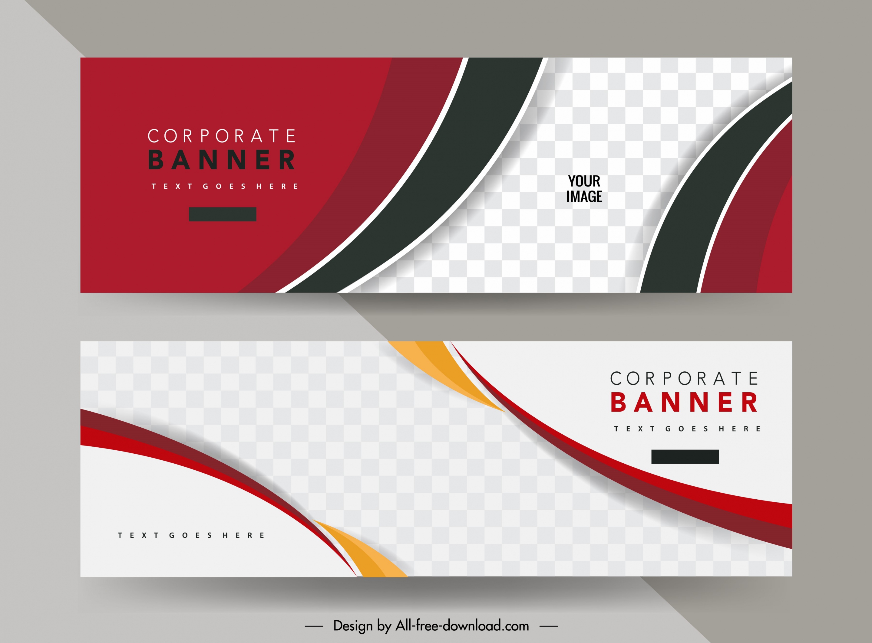 corporate banner template modern checkered curves decor