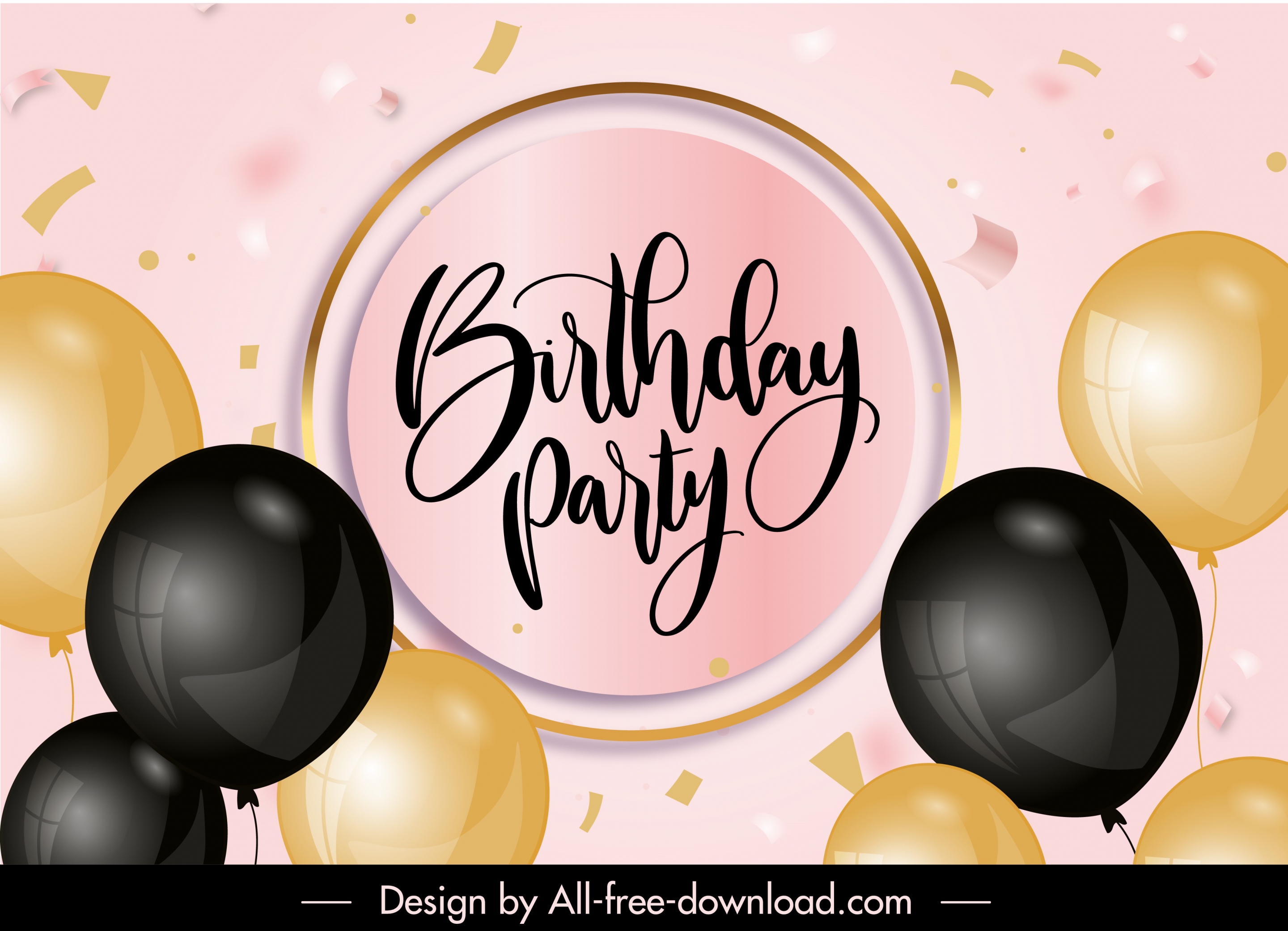 birthday background template shiny balloons confetti decor