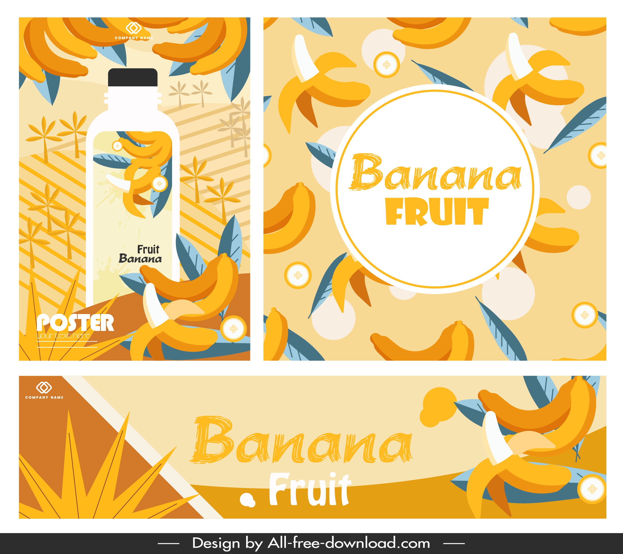 banana juice advertising banners bright colorful classic decor