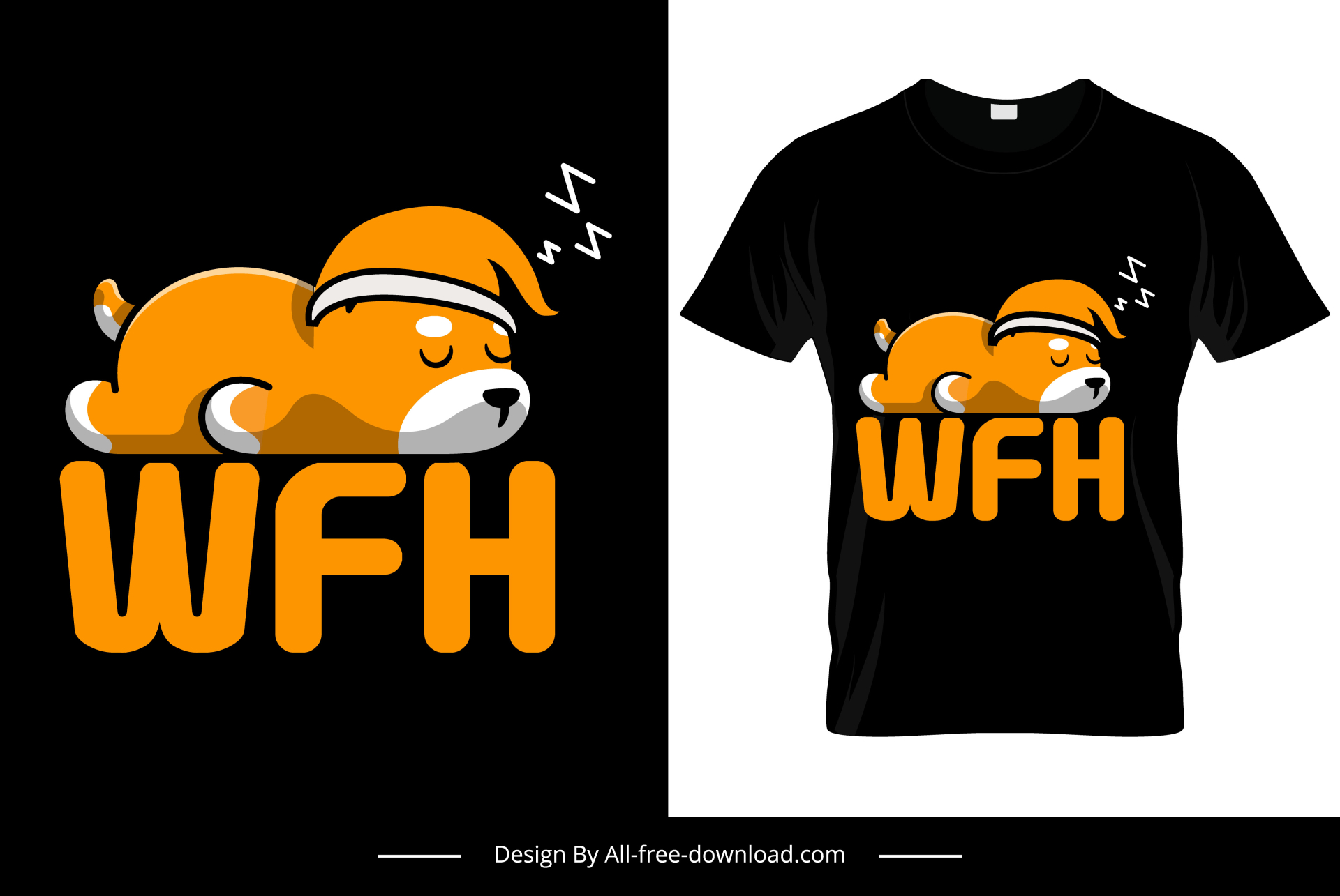 wfh tshirt template cute sleeping puppy sketch