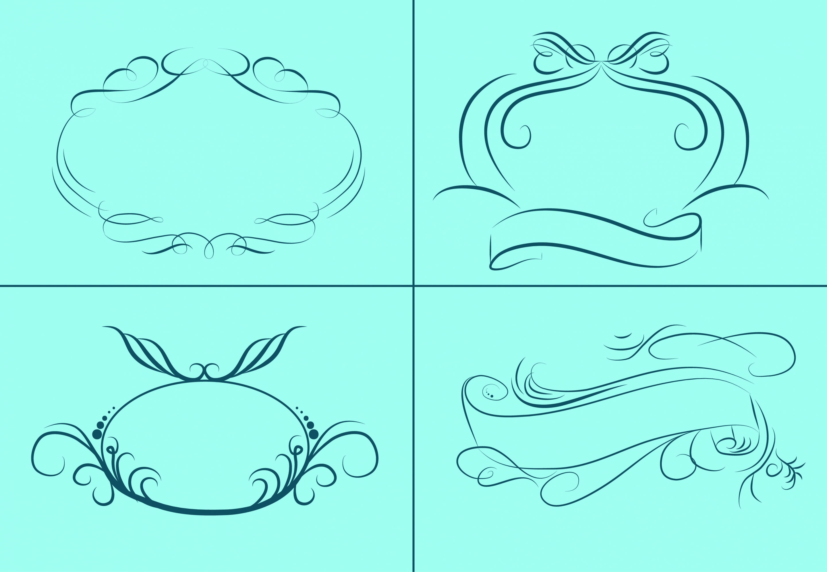 frames and ribbon sketch collection classical decorative curves