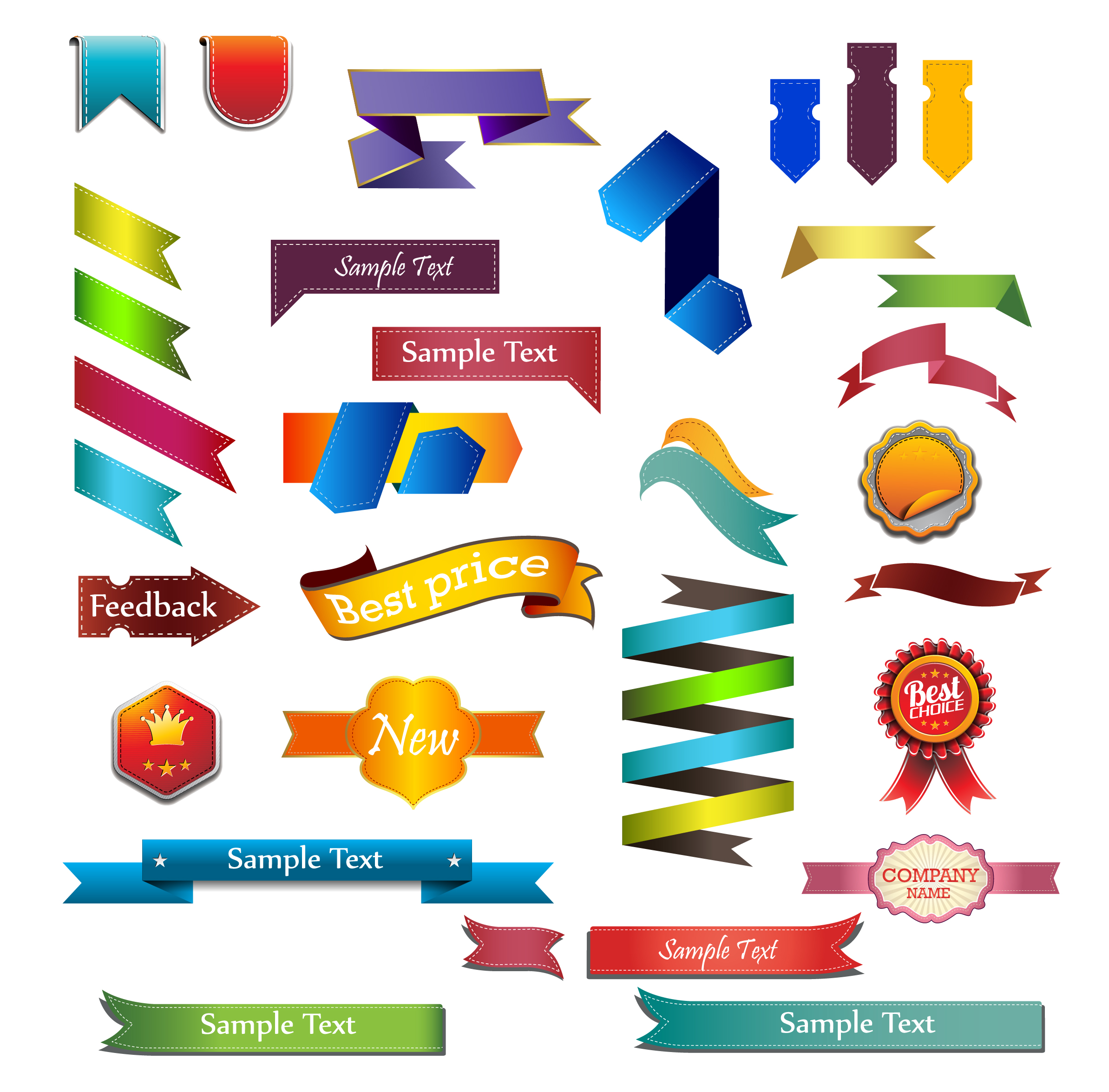 ribbon banner tag badge label collection